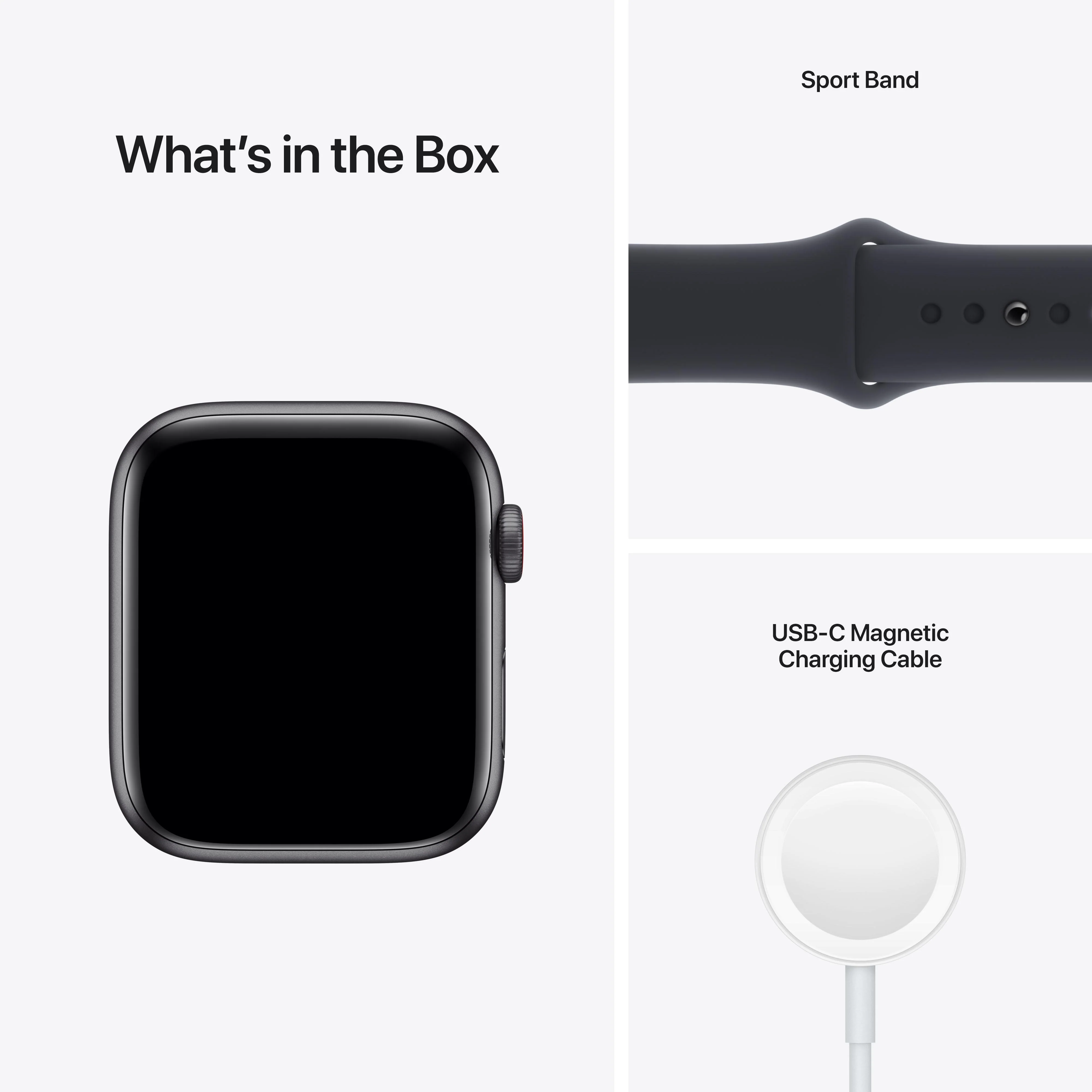 Apple Watch SE GPS + Cellular, 44mm Space Grey Aluminium Case with Midnight Sport Band - Regular - Image 7