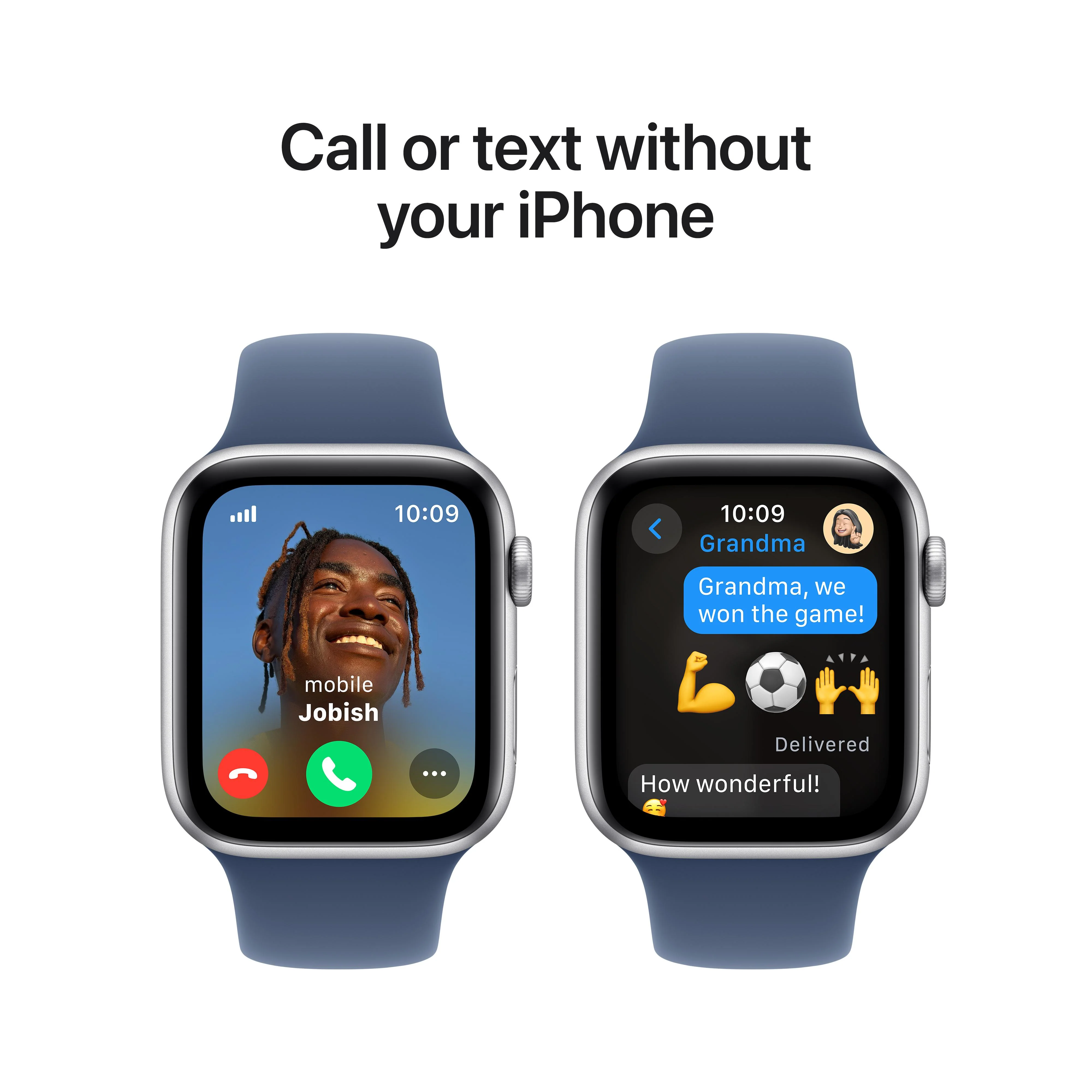 Apple Watch SE GPS + Cellular 44mm Silver Aluminium Case with Denim Sport Band - M/L - Image 4