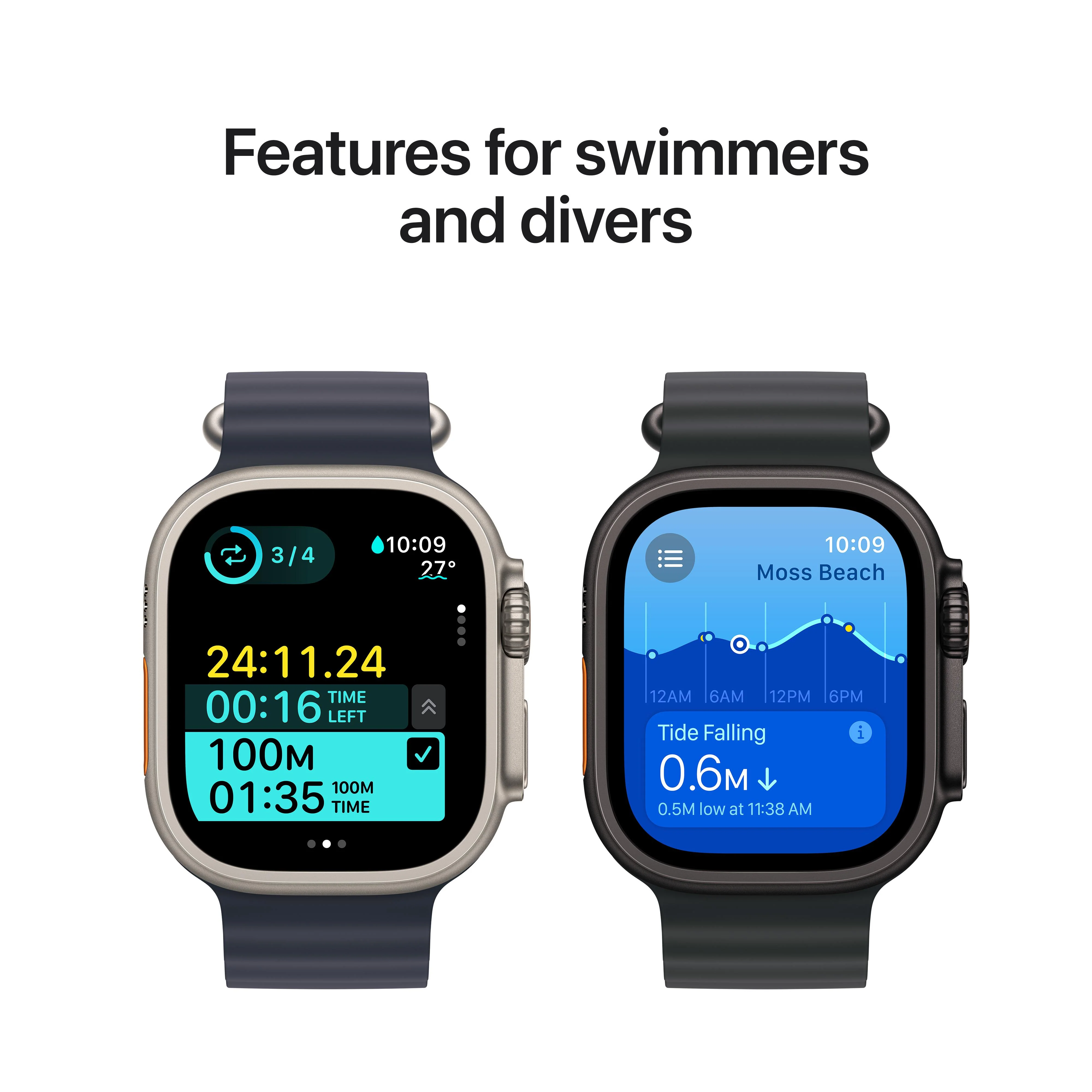 Apple Watch Ultra 2 GPS + Cellular 49mm Natural Titanium Case with Navy Ocean Band - Image 5