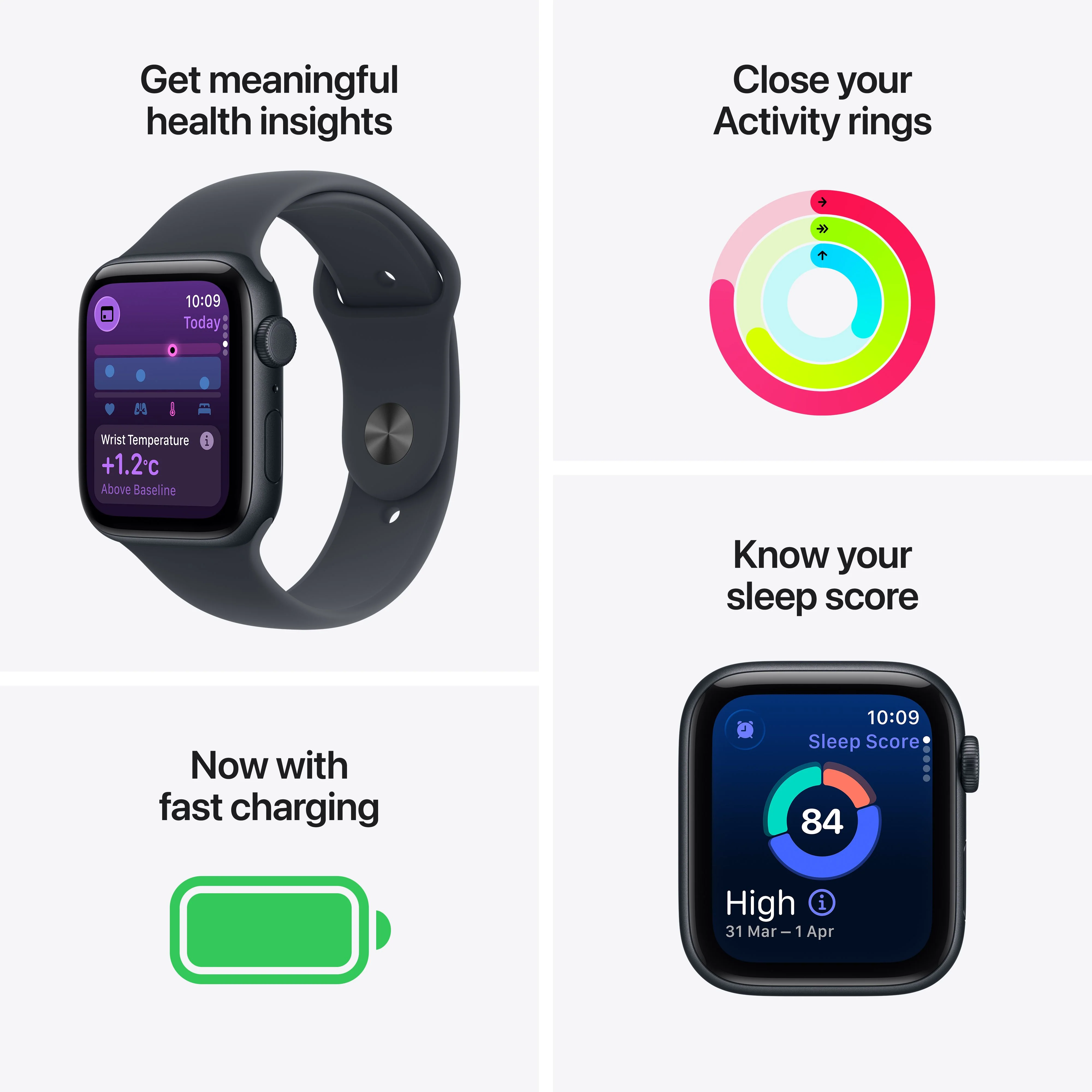 Apple Watch SE 3 GPS + Cellular 44mm Midnight Aluminium Case with Midnight Sport Band - S/M - Image 3