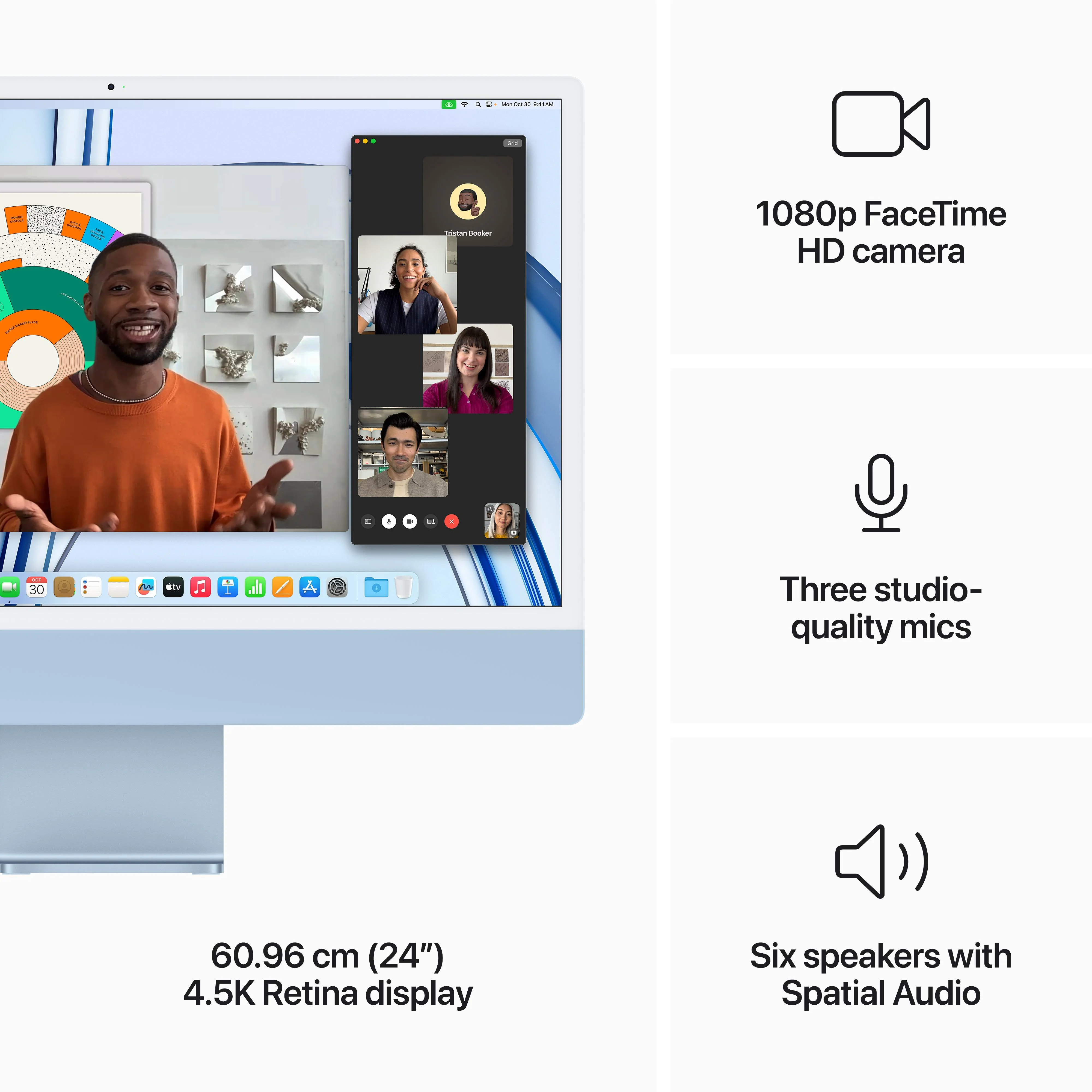 24-inch iMac with Retina 4.5K display: Apple M3 chip with 8?core CPU and 10?core GPU, 512GB SSD - Blue - Image 5
