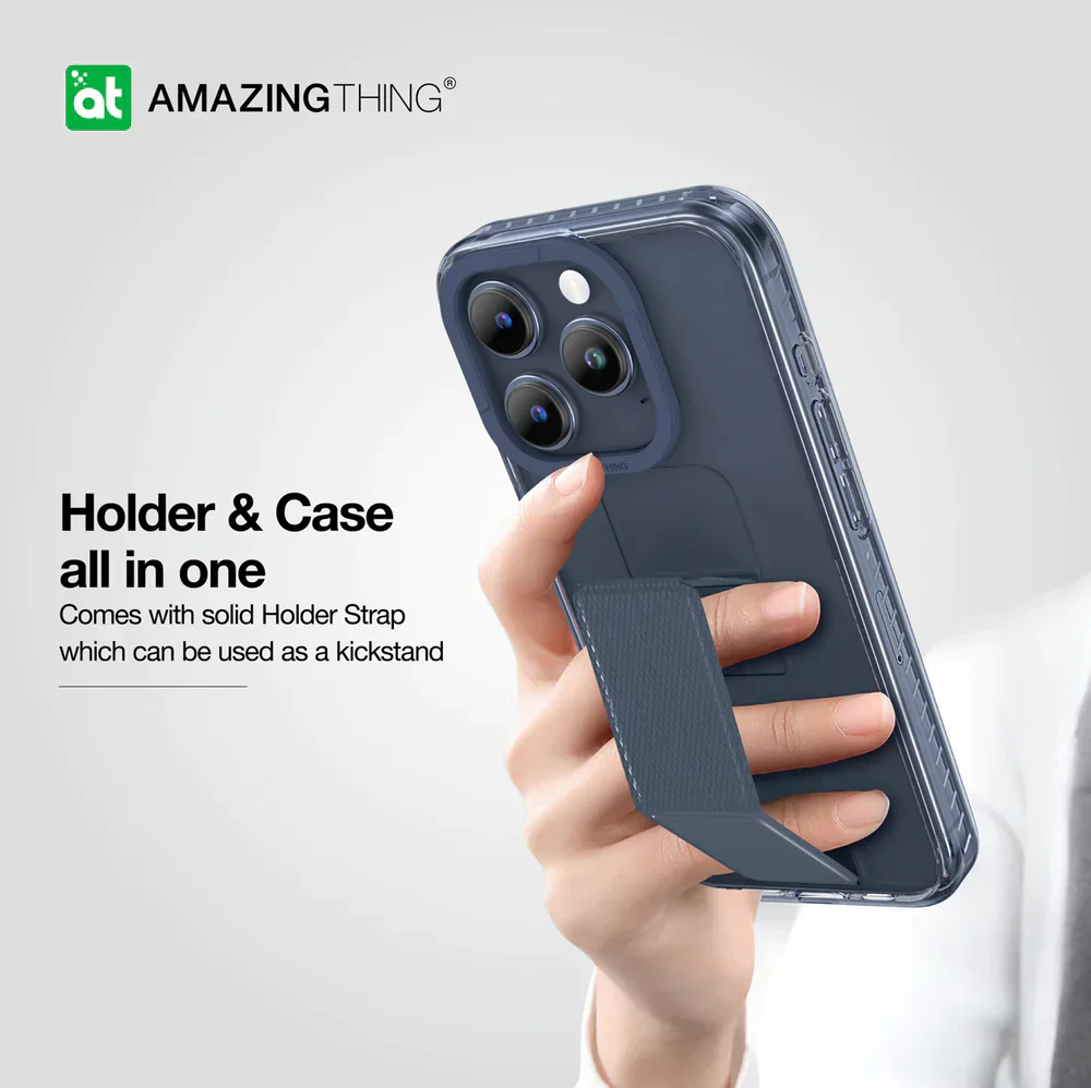 AmazingThing Titan Pro Holder Drop-proof Case for iPhone 15 Pro Max - Blue - Image 4
