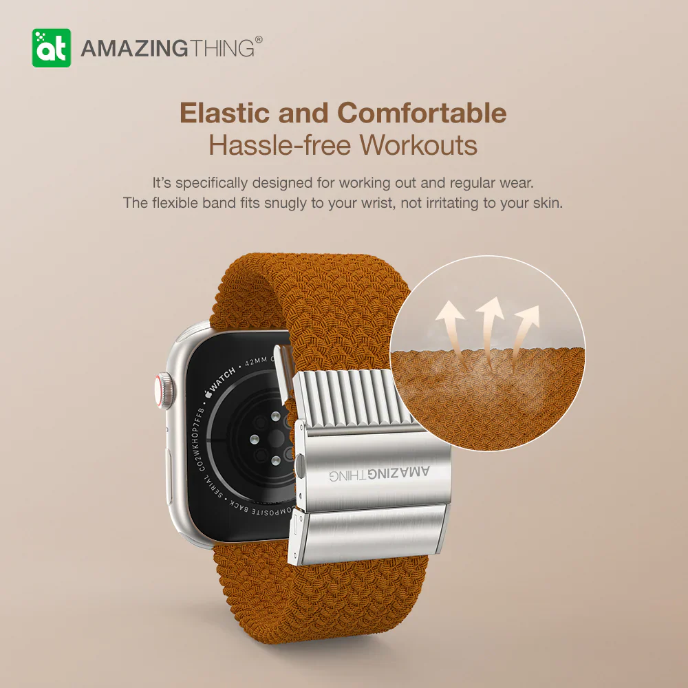 AmazingThing Titan Weave Strap for Apple Watch 45mm - Brown - Image 5