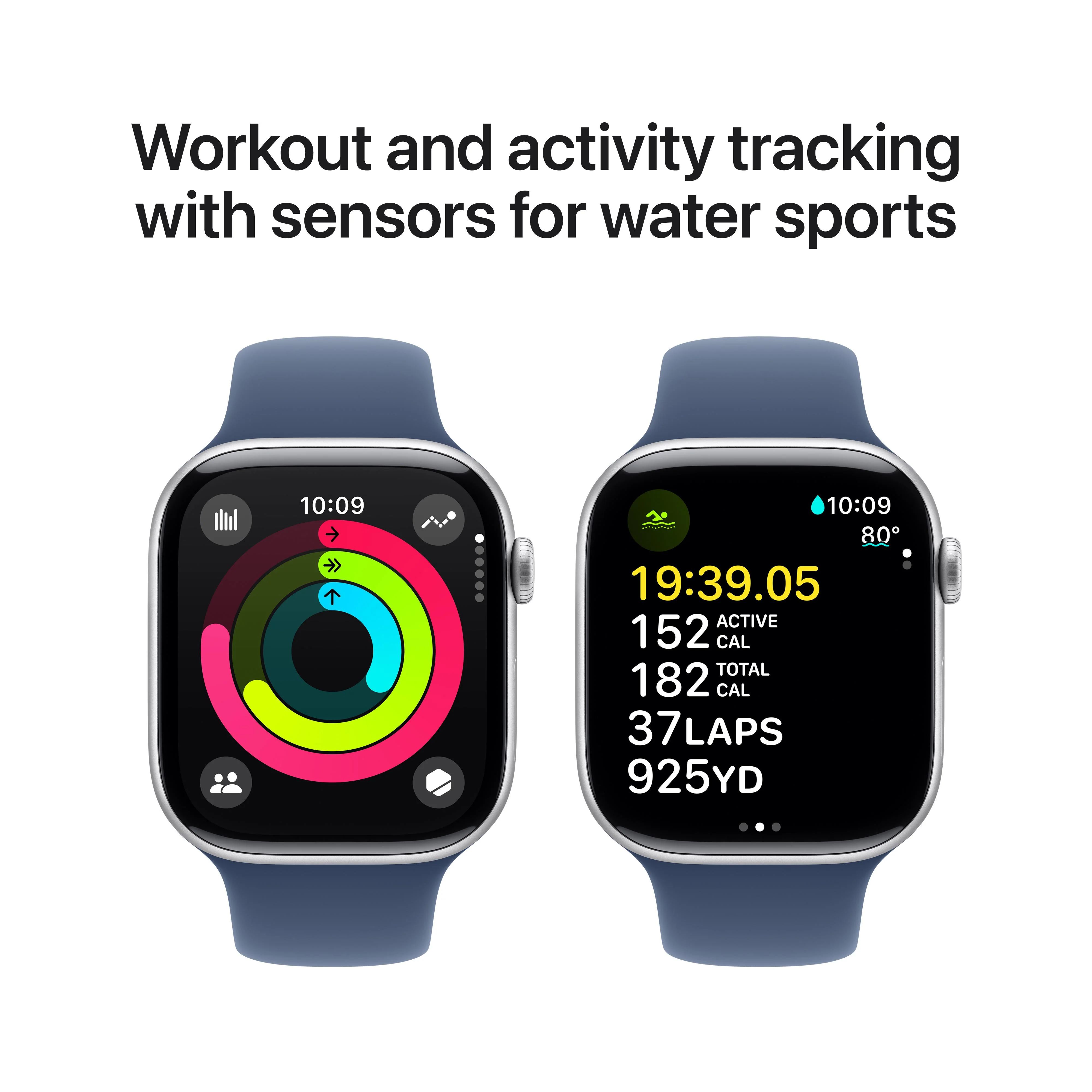 Apple Watch Series 10 GPS 46mm Silver Aluminium Case with Denim Sport Band - M/L - Image 4