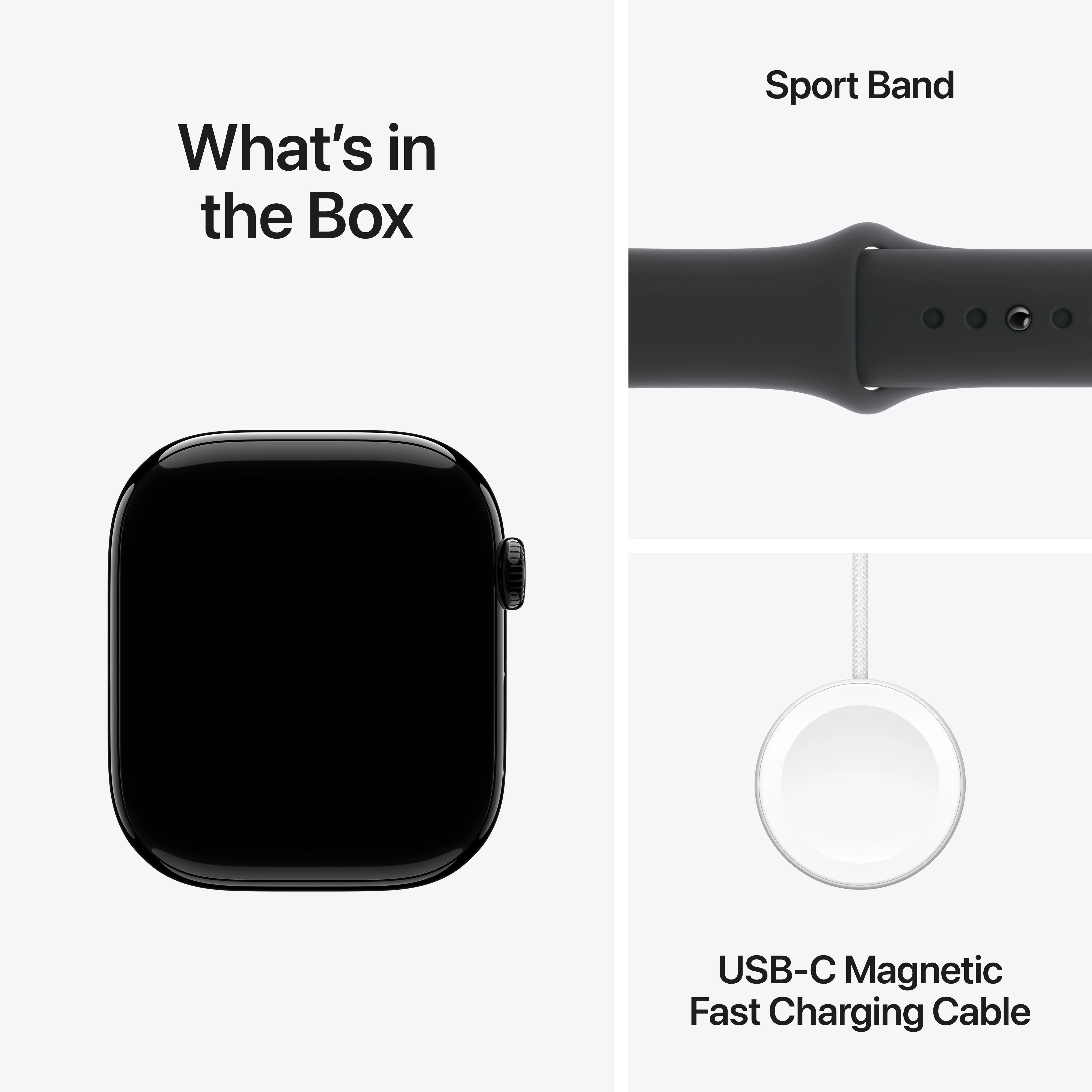 Apple Watch Series 10 GPS 46mm Jet Black Aluminium Case with Black Sport Band - S/M - Image 9