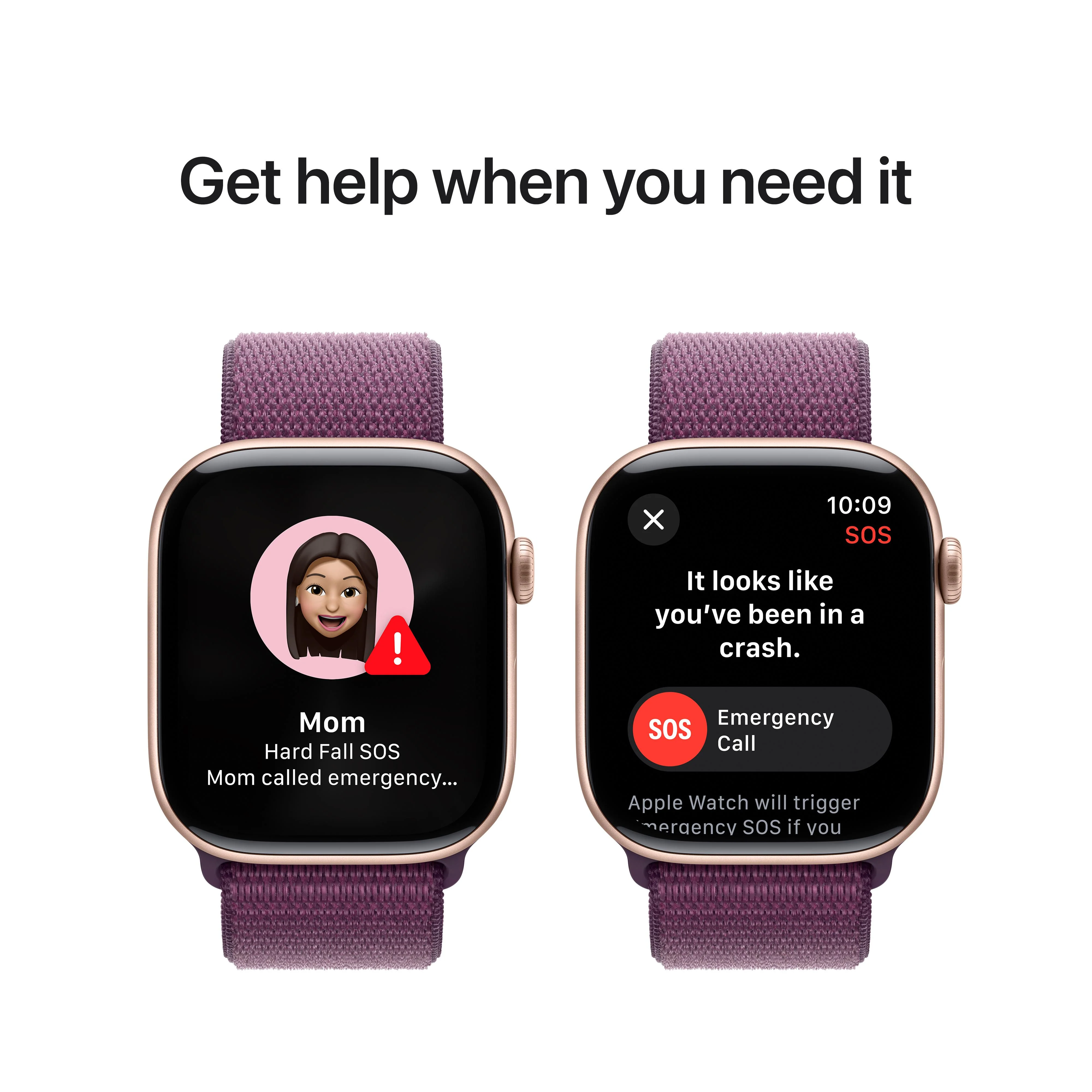 Apple Watch Series 10 GPS + Cellular 46mm Rose Gold Aluminium Case with Plum Sport Loop - Image 6