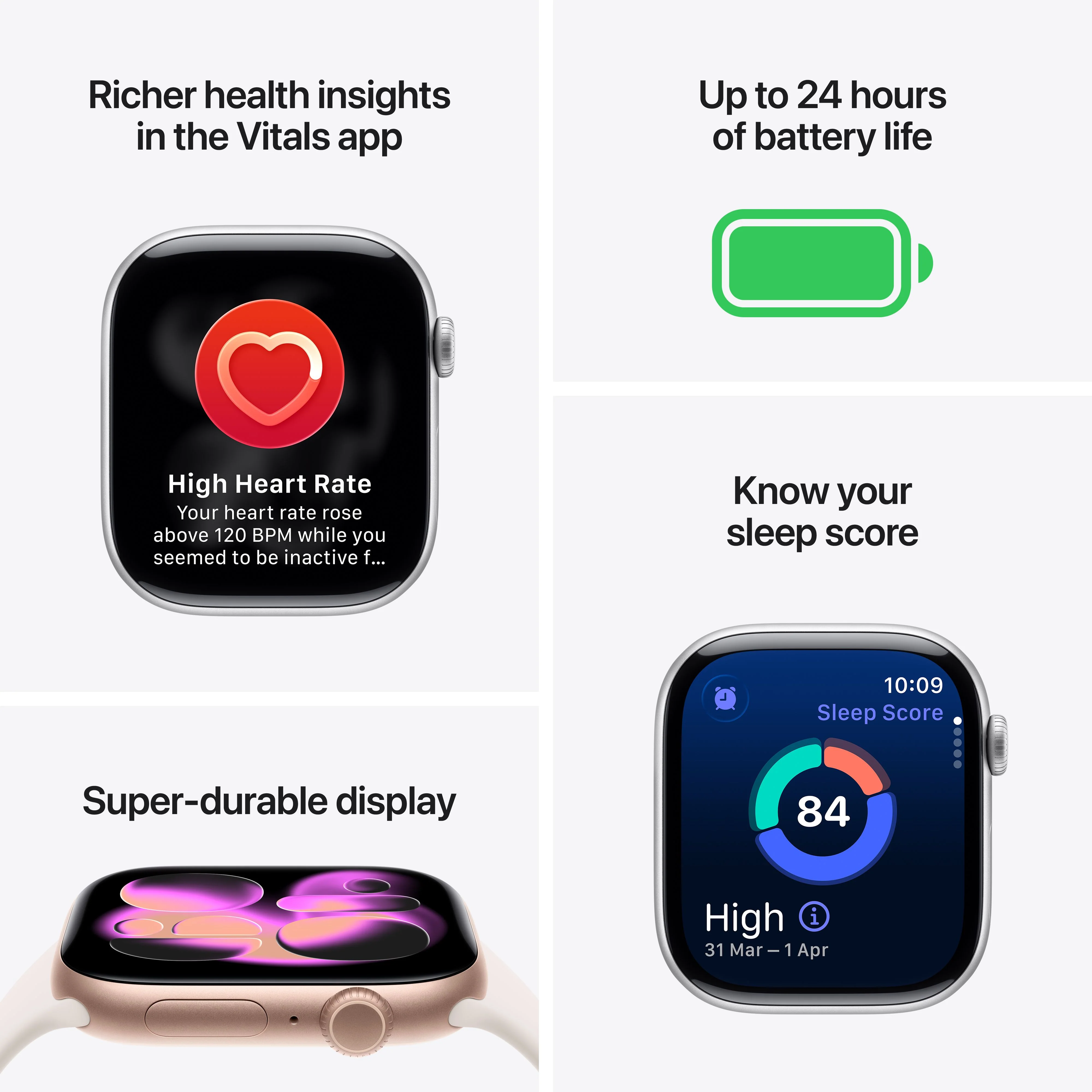Apple Watch Series 11 GPS 46mm Silver Aluminium Case with Purple Fog Sport Band - S/M - Image 3