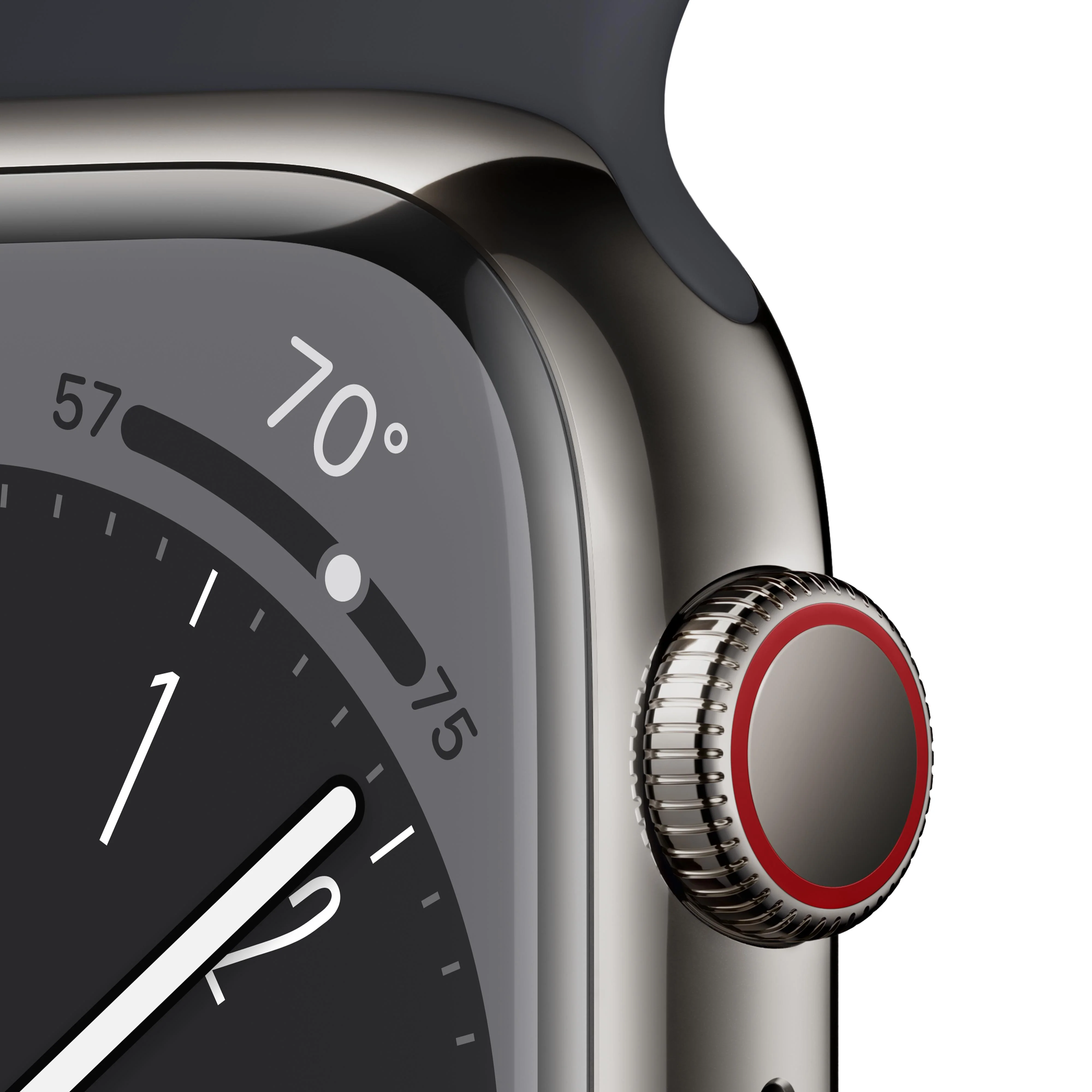 Apple Watch Series 8 GPS + Cellular 45mm Graphite Stainless Steel Case with Midnight Sport Band - Regular - Image 3