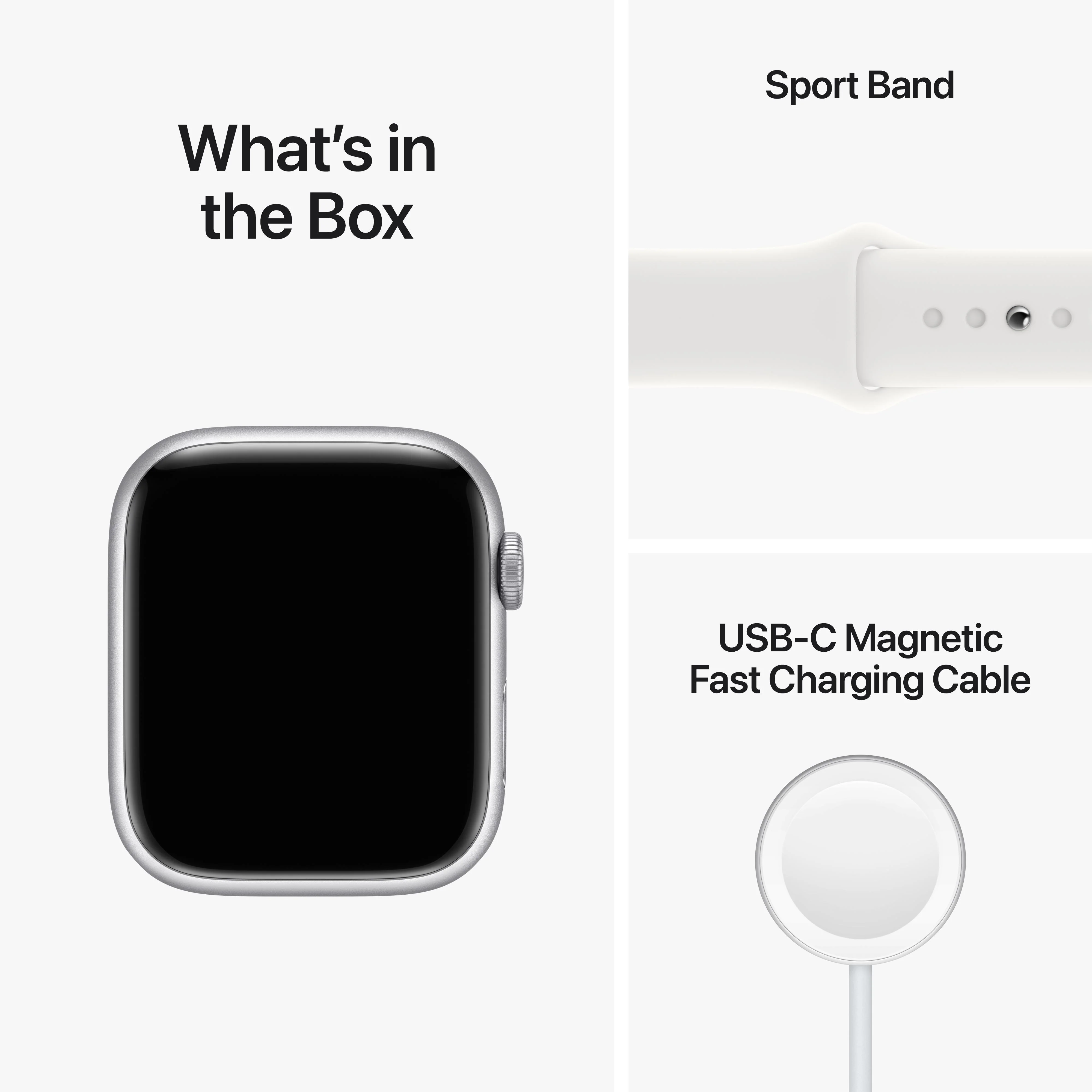 Apple Watch Series 8 GPS 45mm Silver Aluminium Case with White Sport Band - Regular - Image 9