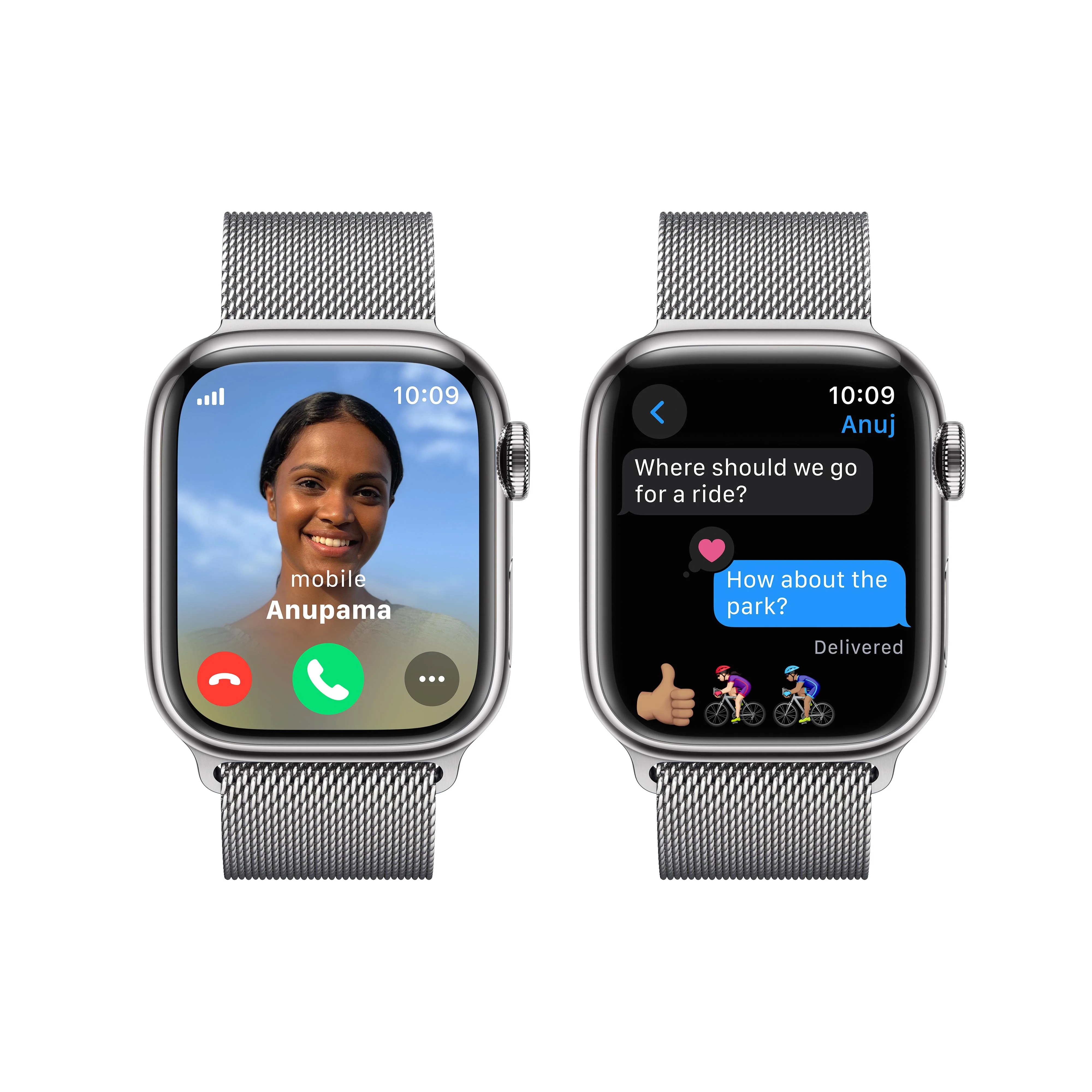 Apple Watch Series 9 GPS + Cellular 41mm Silver Stainless Steel Case with Silver Milanese Loop - Image 6