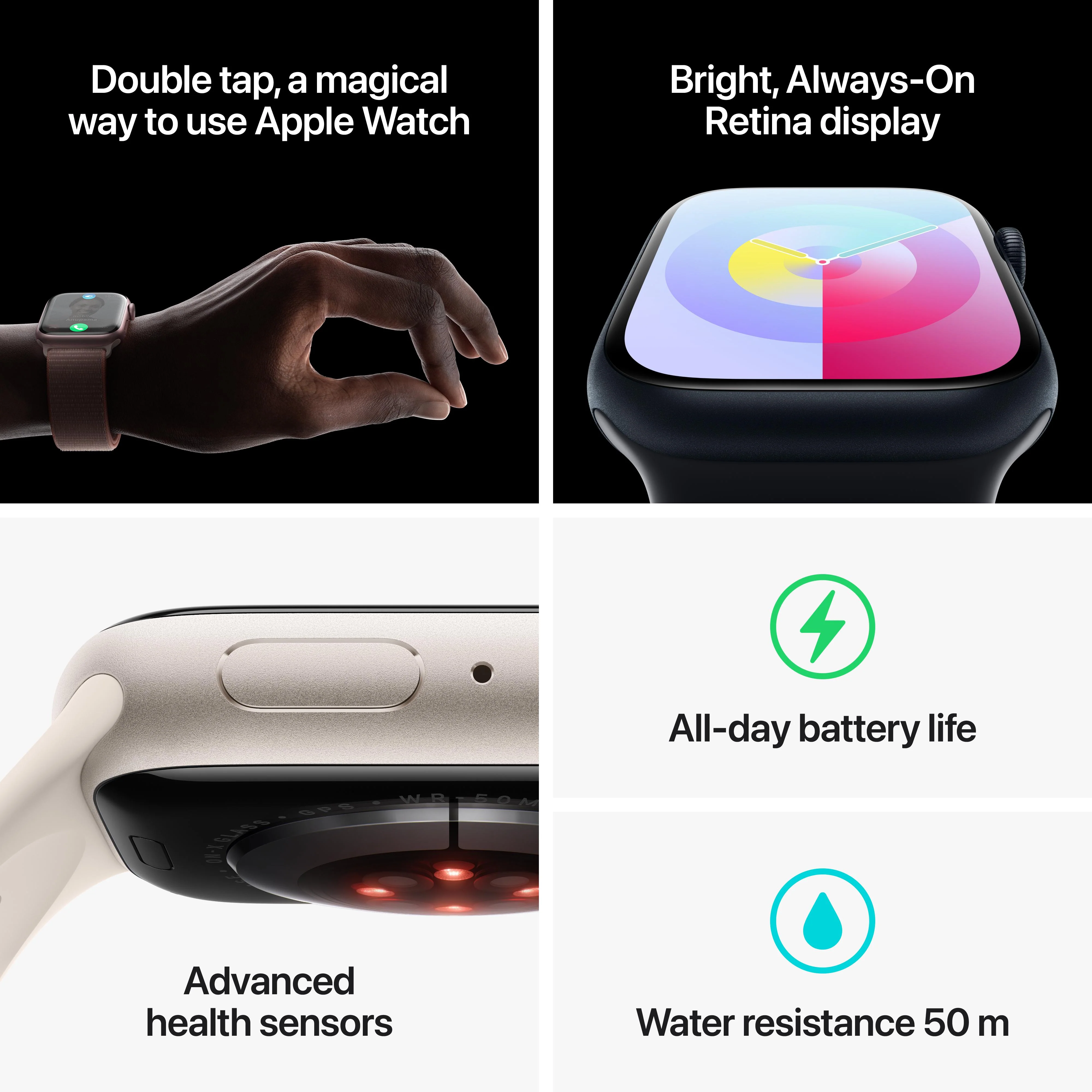 Apple Watch Series 9 GPS 41mm Silver Aluminium Case with Storm Blue Sport Band - S/M - Image 9