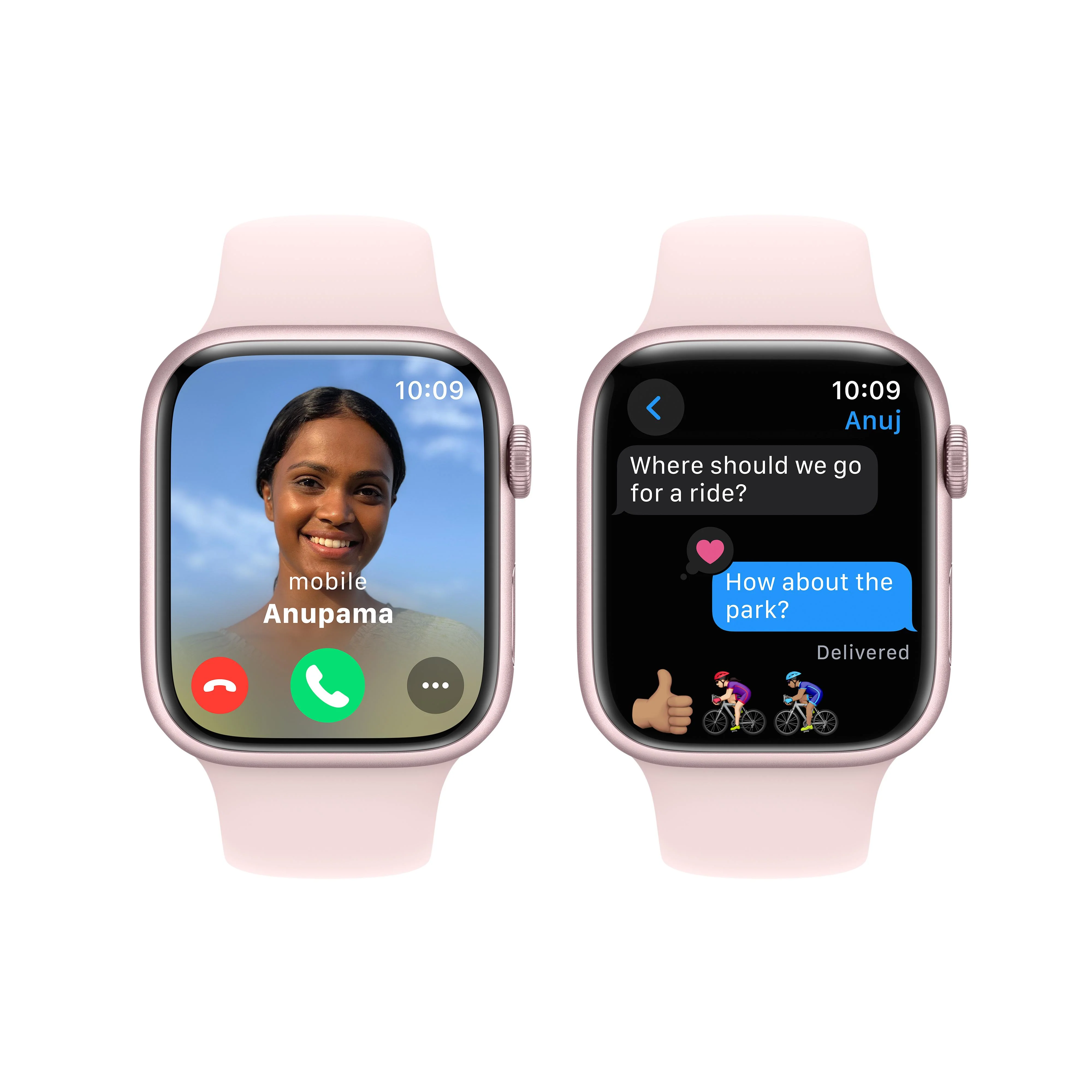 Apple Watch Series 9 GPS 45mm Pink Aluminium Case with Light Pink Sport Band - S/M - Image 6