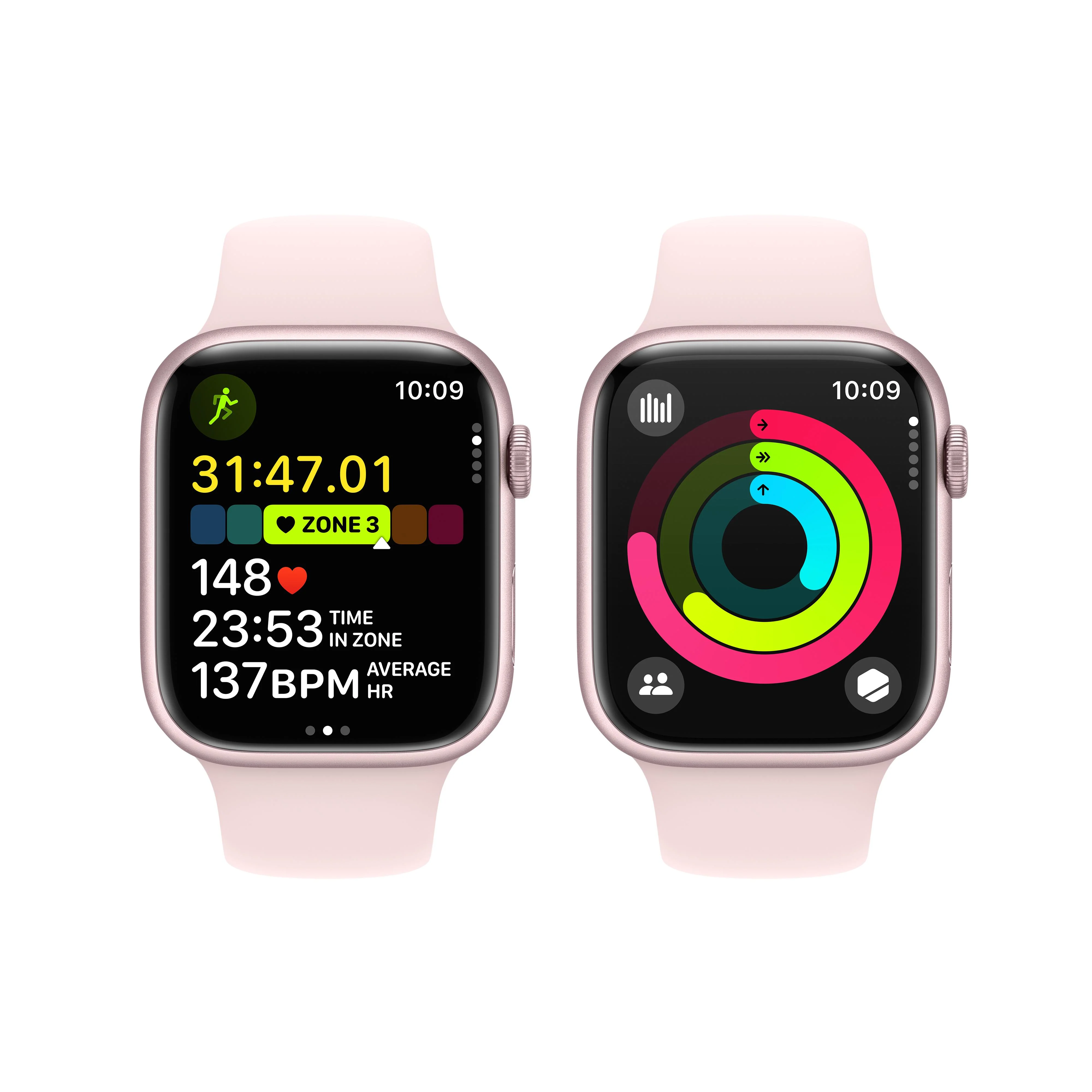 Apple Watch Series 9 GPS 45mm Pink Aluminium Case with Light Pink Sport Band - M/L - Image 8