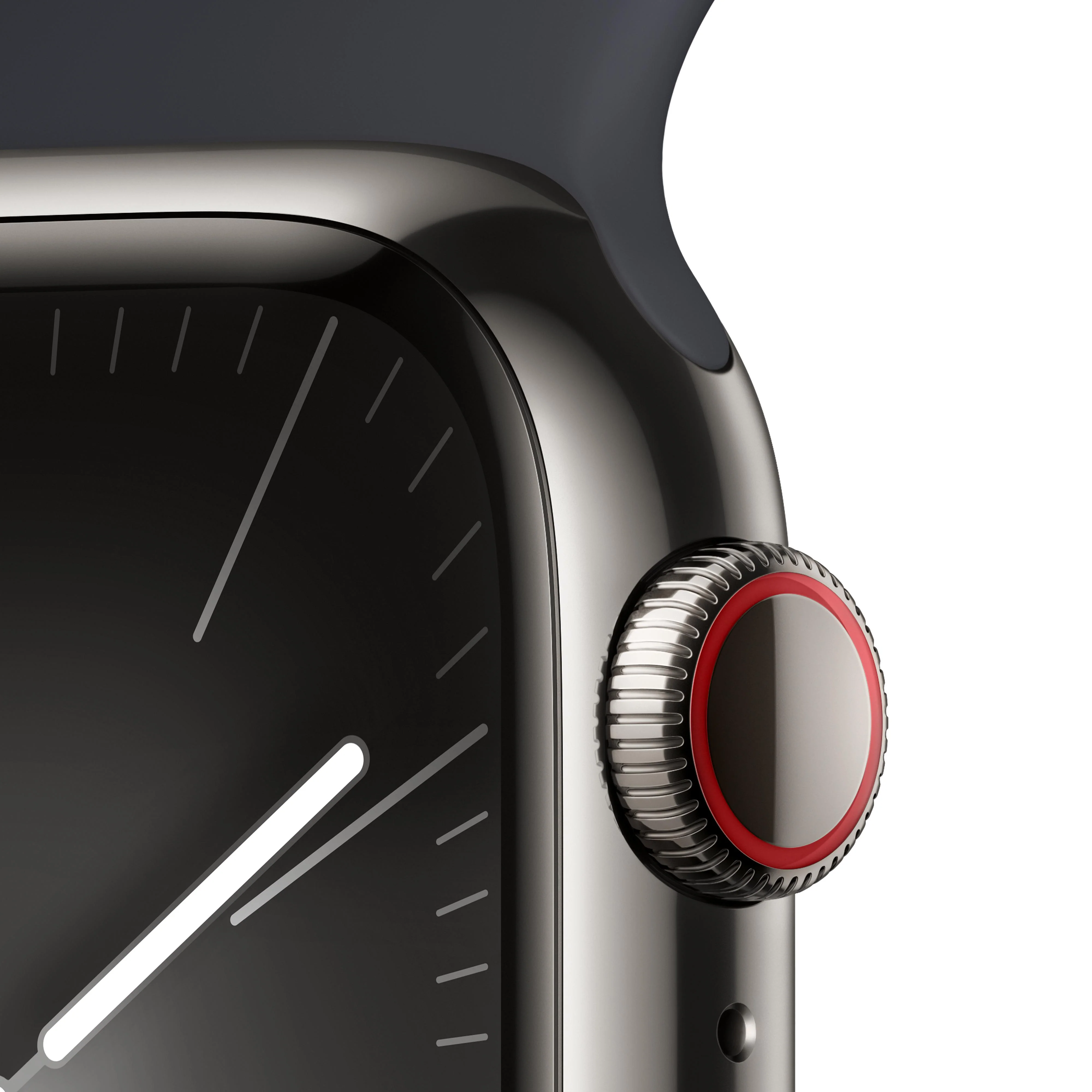 Apple Watch Series 9 GPS + Cellular 41mm Graphite Stainless Steel Case with Midnight Sport Band - S/M - Image 3