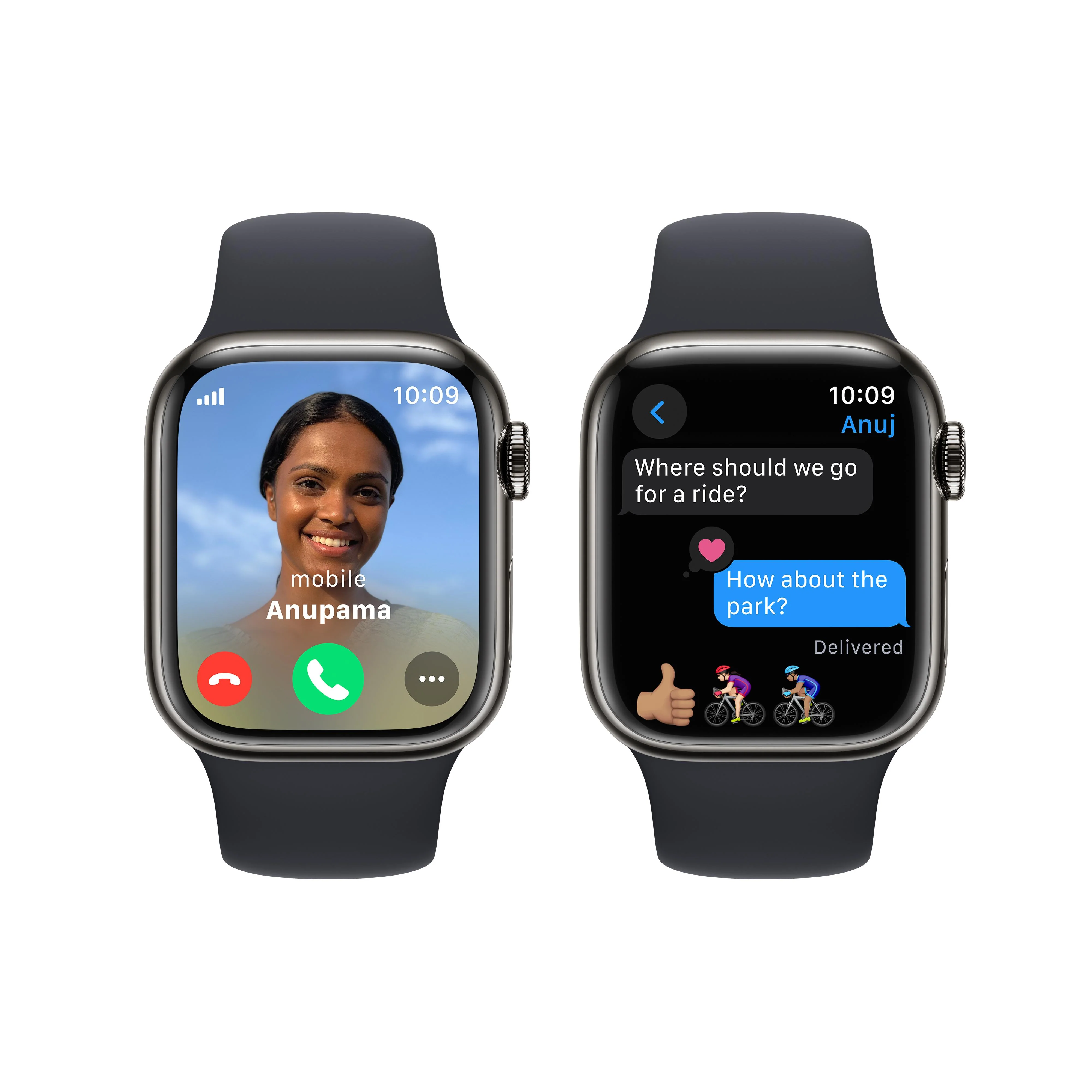Apple Watch Series 9 GPS + Cellular 41mm Graphite Stainless Steel Case with Midnight Sport Band - S/M - Image 6