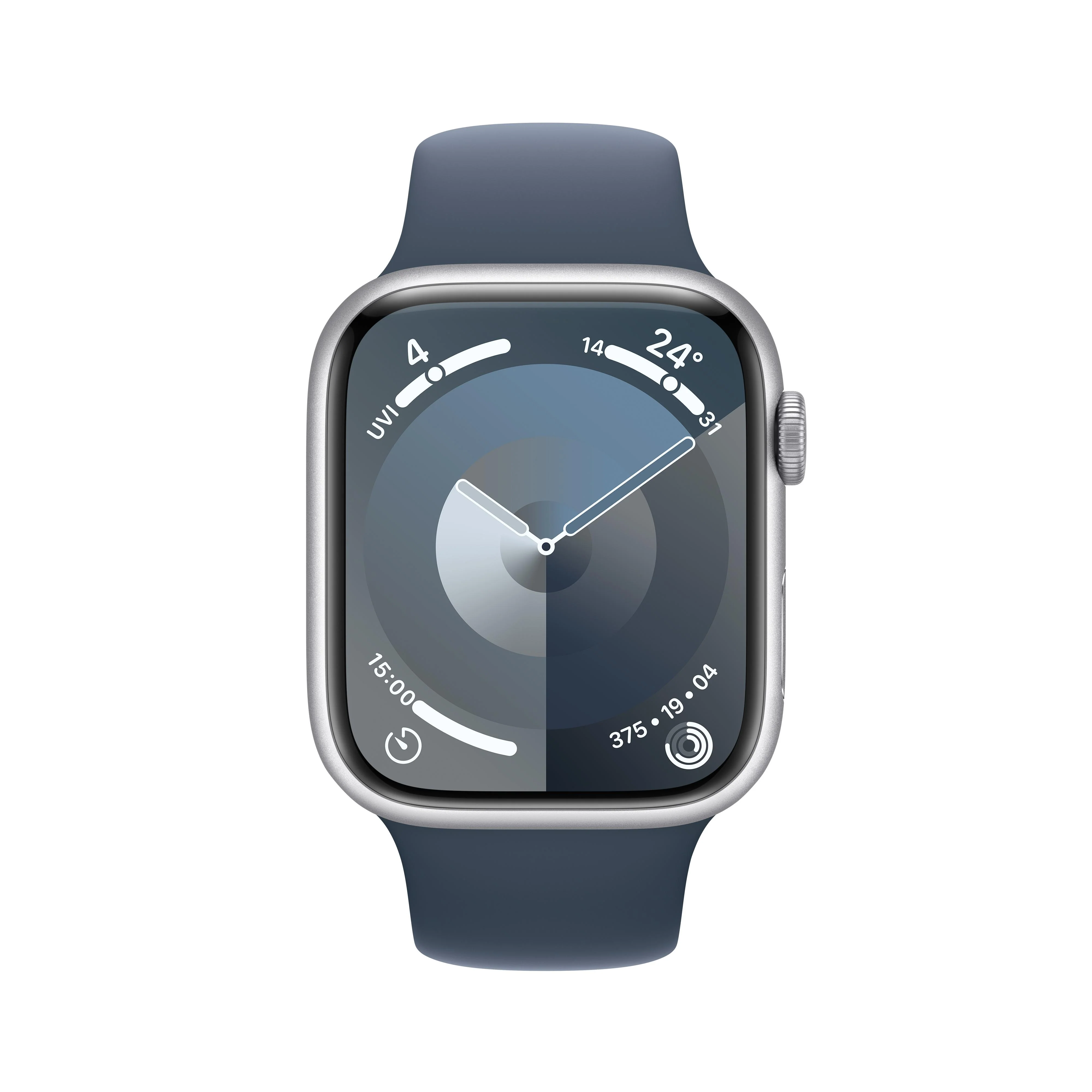 Apple Watch Series 9 GPS + Cellular 45mm Silver Aluminium Case with Storm Blue Sport Band - M/L - Image 2