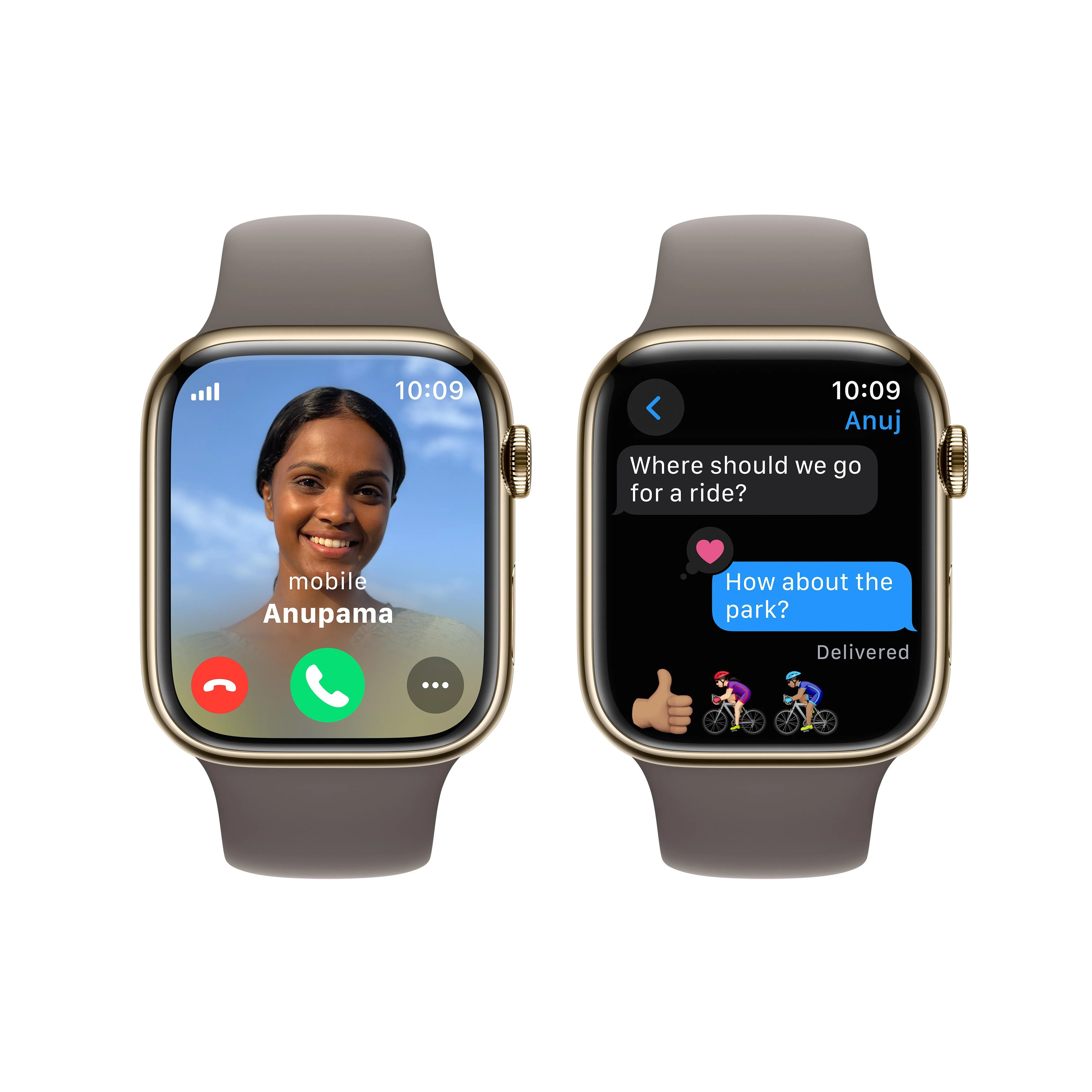 Apple Watch Series 9 GPS + Cellular 45mm Gold Stainless Steel Case with Clay Sport Band - S/M - Image 6