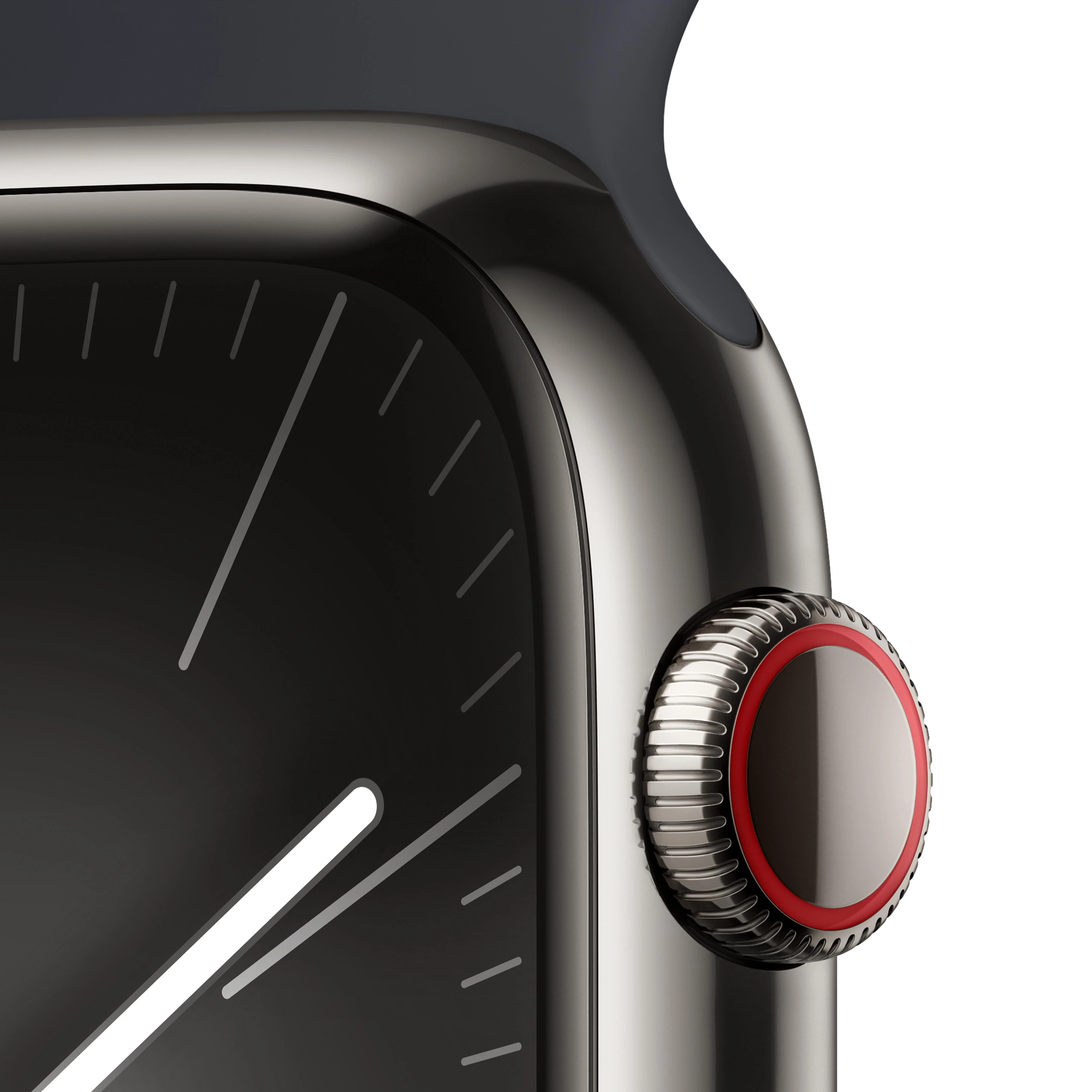 Apple Watch Series 9 GPS + Cellular 45mm Graphite Stainless Steel Case with Midnight Sport Band - M/L - Image 3