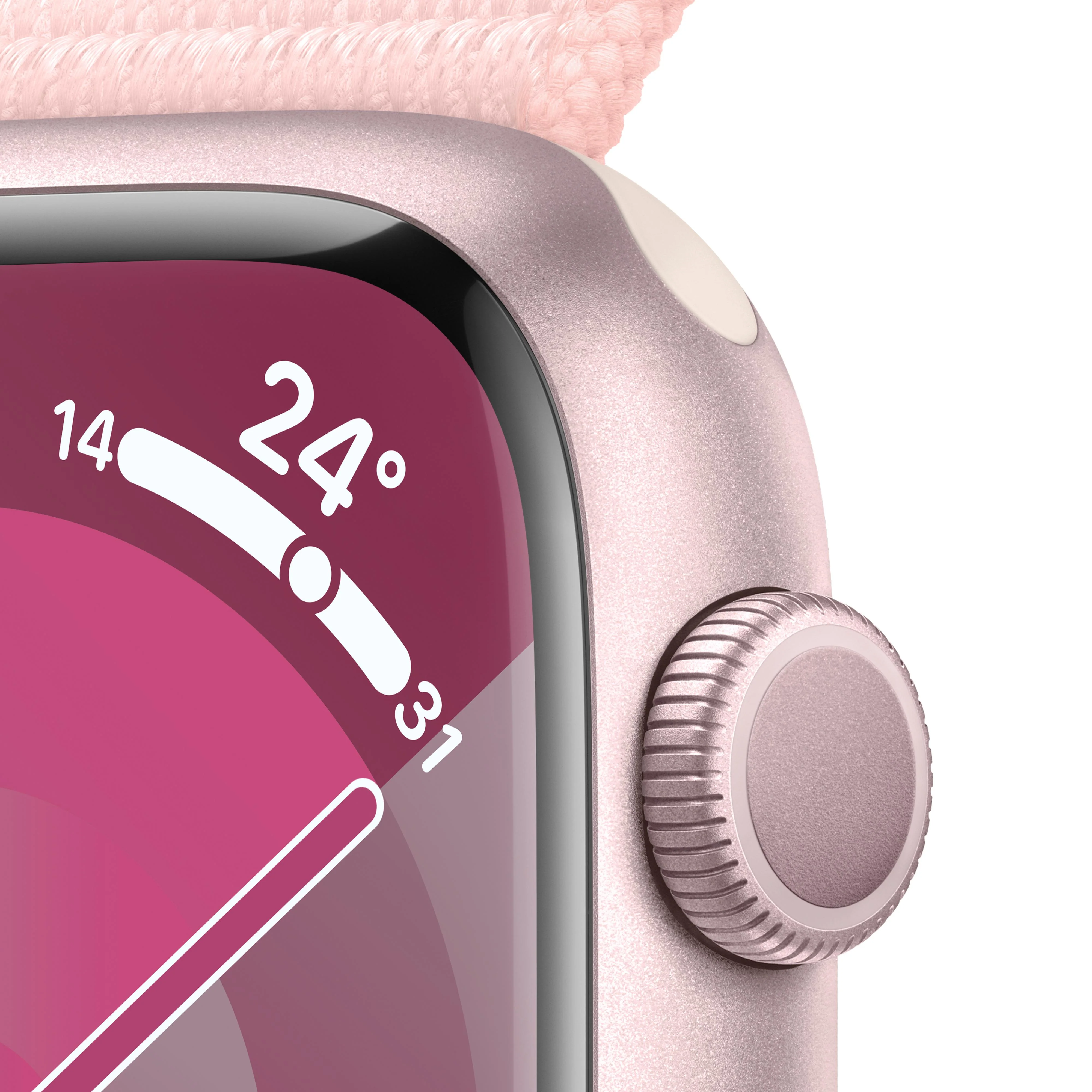 Apple Watch Series 9 GPS 45mm Pink Aluminium Case with Light Pink Sport Loop - Image 3