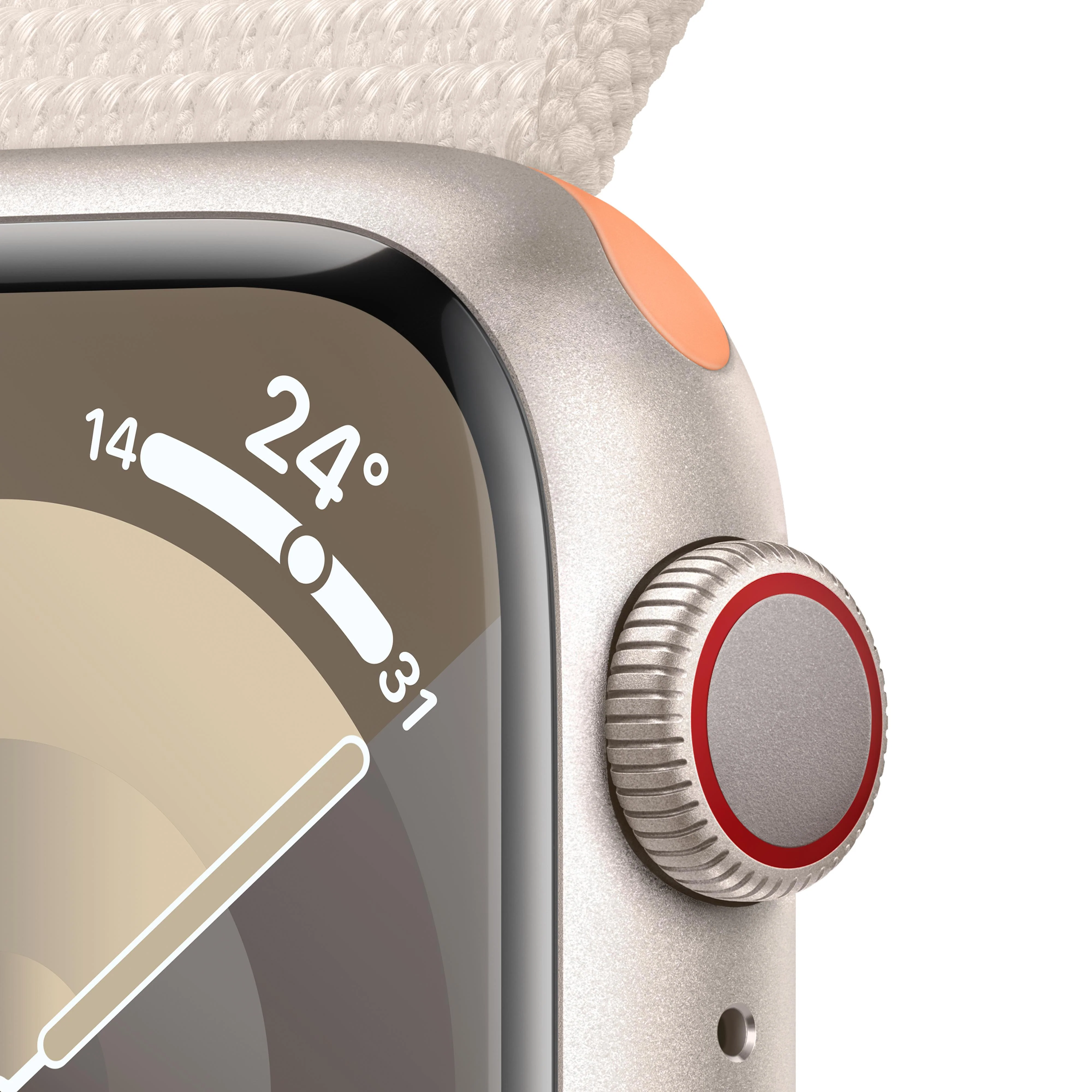 Apple Watch Series 9 GPS + Cellular 41mm Starlight Aluminium Case with Starlight Sport Loop - Image 3
