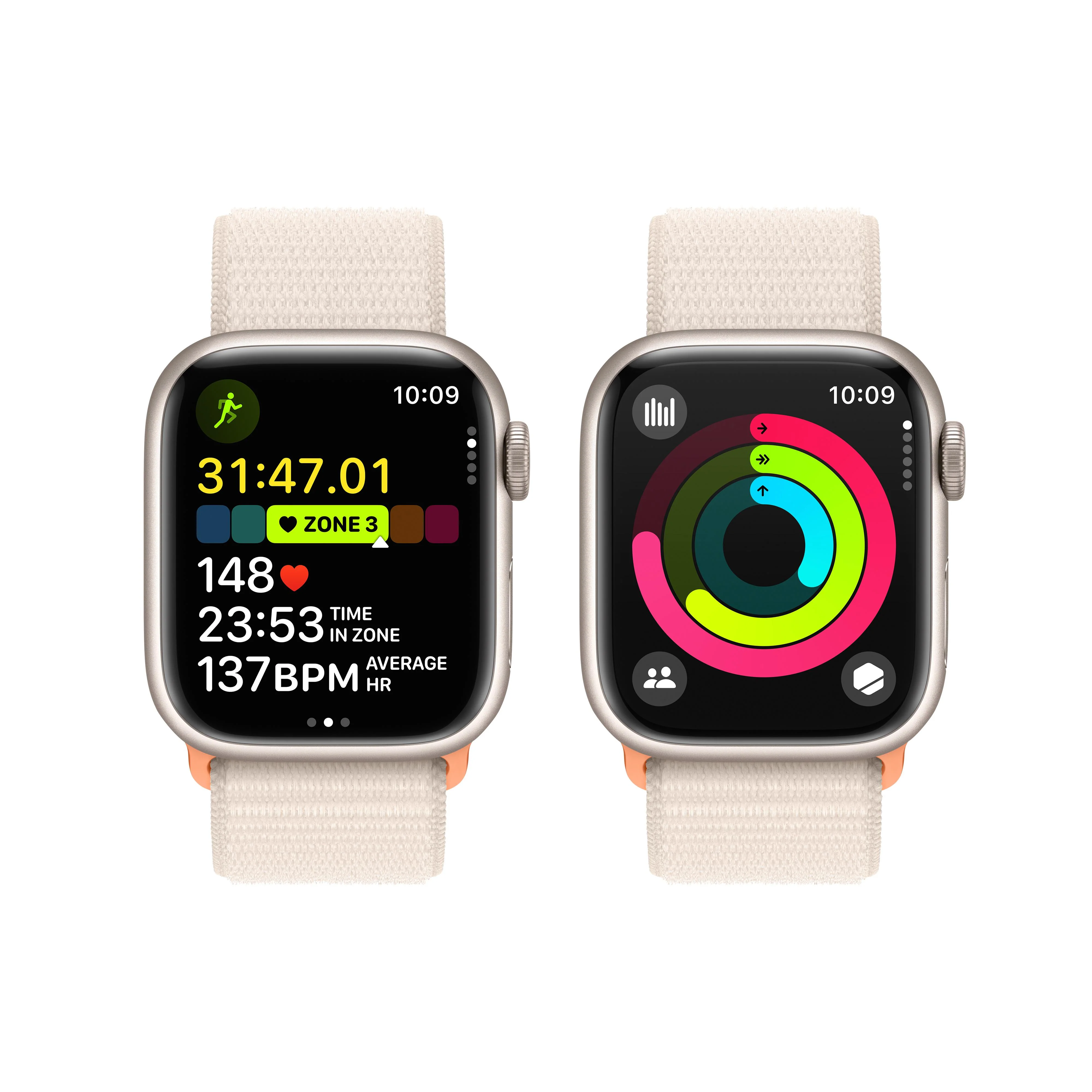 Apple Watch Series 9 GPS + Cellular 41mm Starlight Aluminium Case with Starlight Sport Loop - Image 8