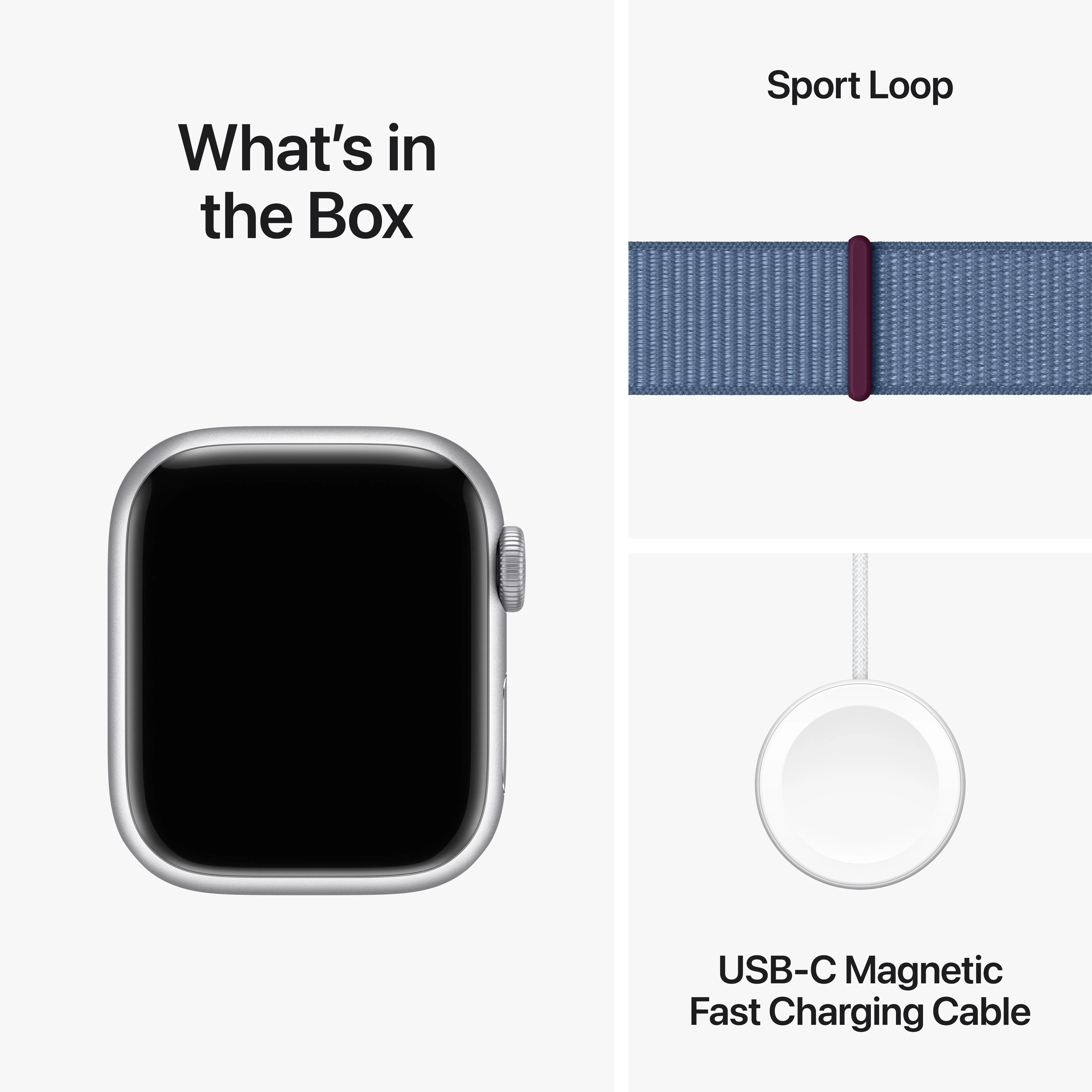 Apple Watch Series 9 GPS + Cellular 41mm Silver Aluminium Case with Winter Blue Sport Loop - Image 10