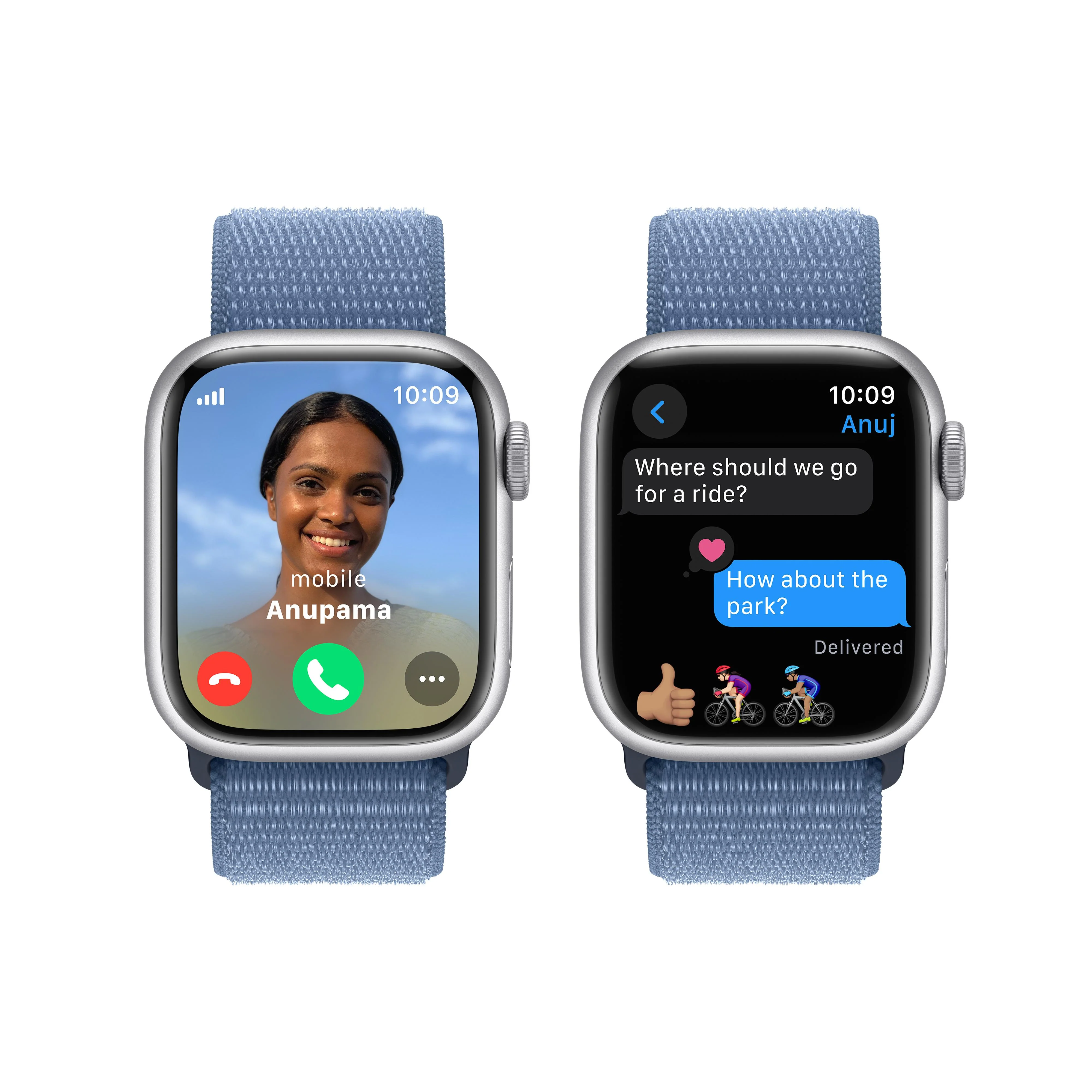 Apple Watch Series 9 GPS + Cellular 41mm Silver Aluminium Case with Winter Blue Sport Loop - Image 6