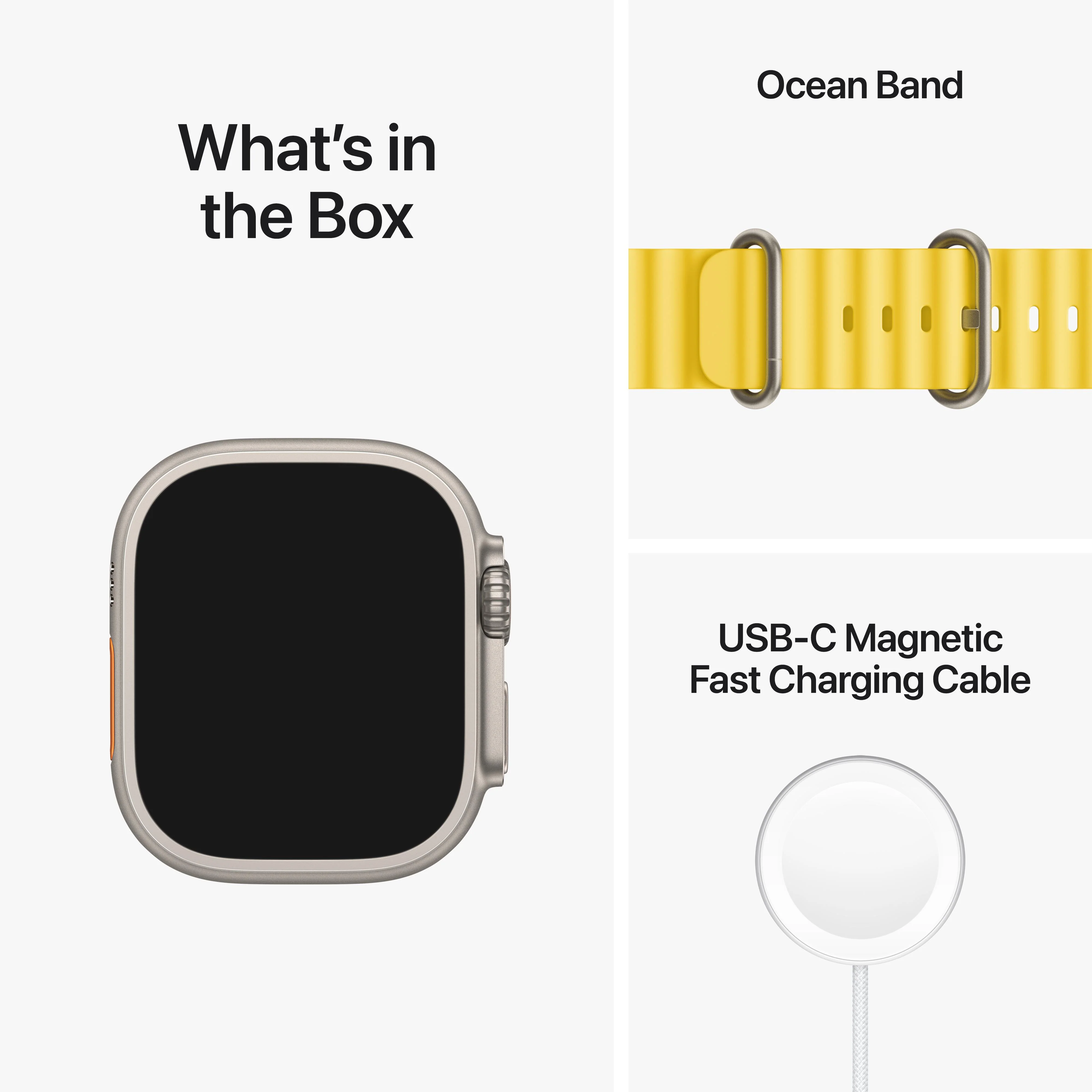 Apple Watch Ultra GPS + Cellular, 49mm Titanium Case with Yellow Ocean Band - Image 9