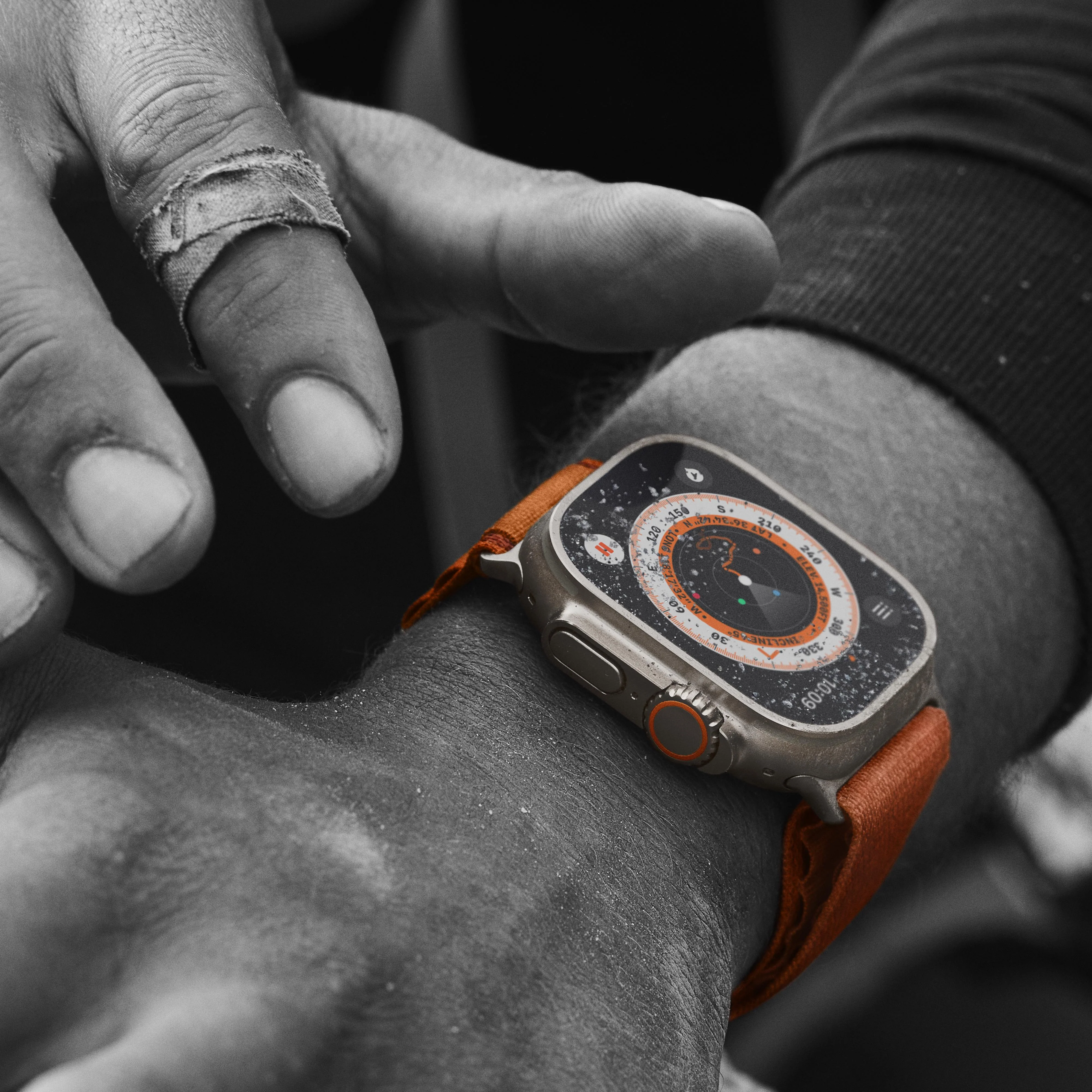 Apple Watch Ultra GPS + Cellular, 49mm Titanium Case with Orange Alpine Loop - Small - Image 6