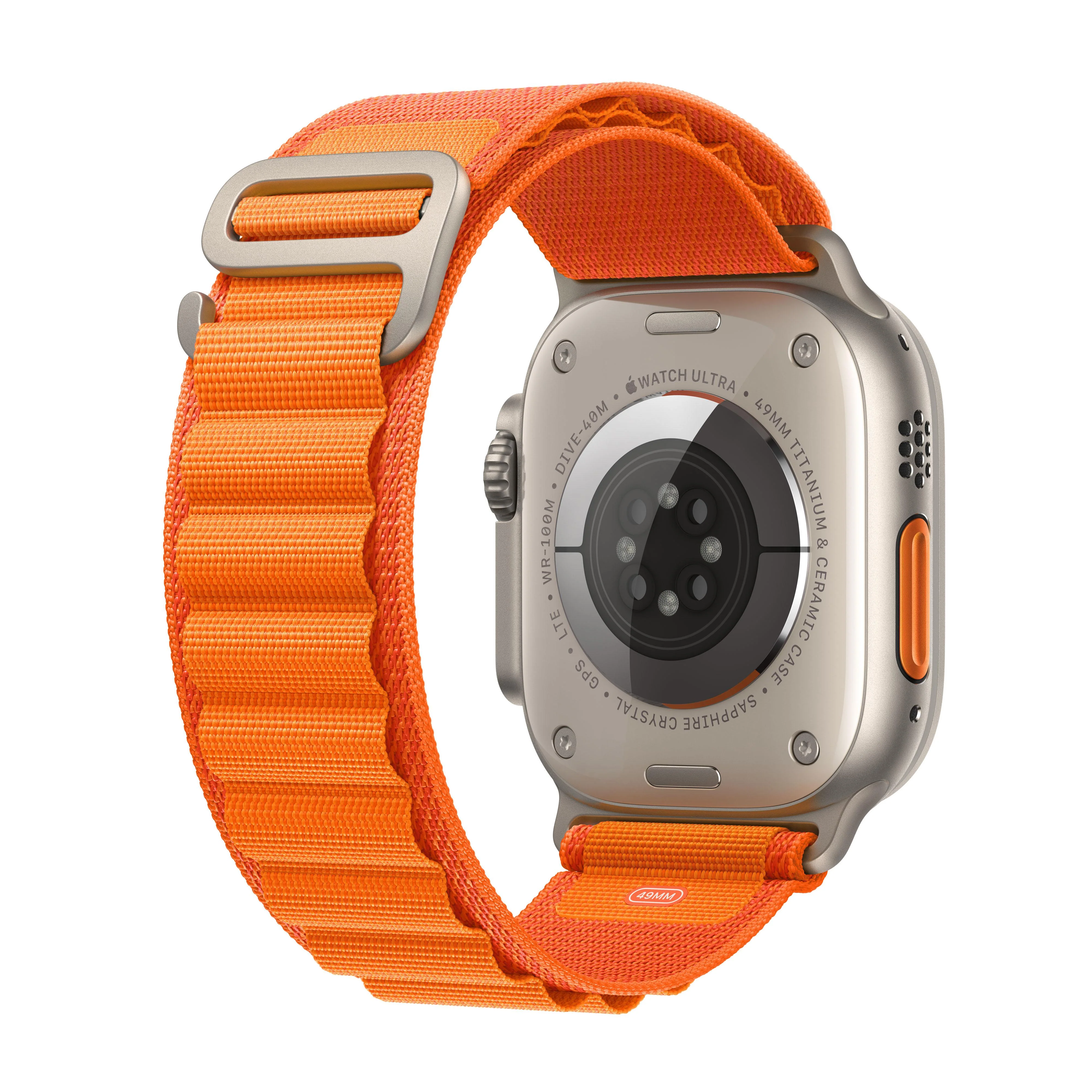 Apple Watch Ultra GPS + Cellular, 49mm Titanium Case with Orange Alpine Loop - Medium - Image 3