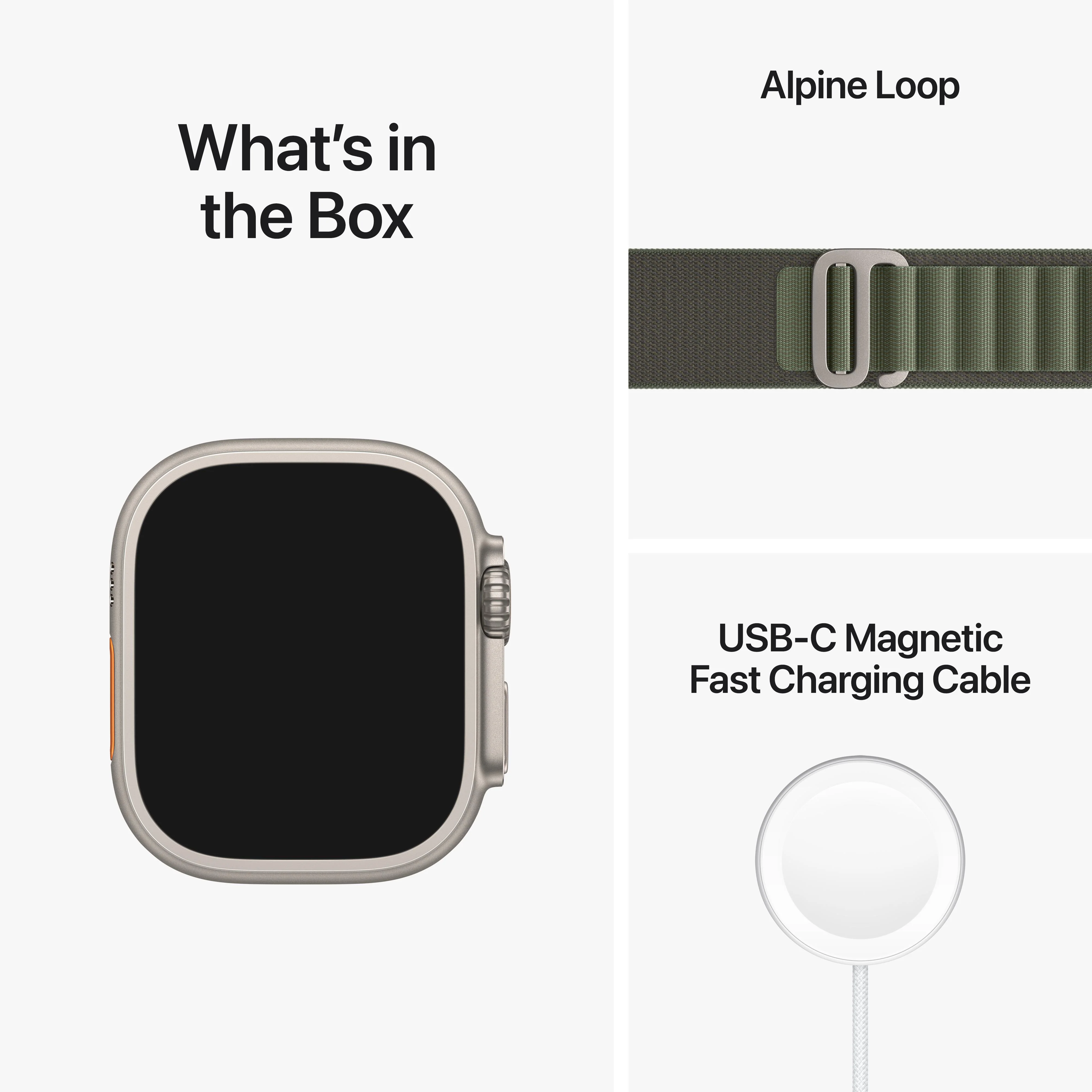 Apple Watch Ultra GPS + Cellular, 49mm Titanium Case with Green Alpine Loop - Medium - Image 9