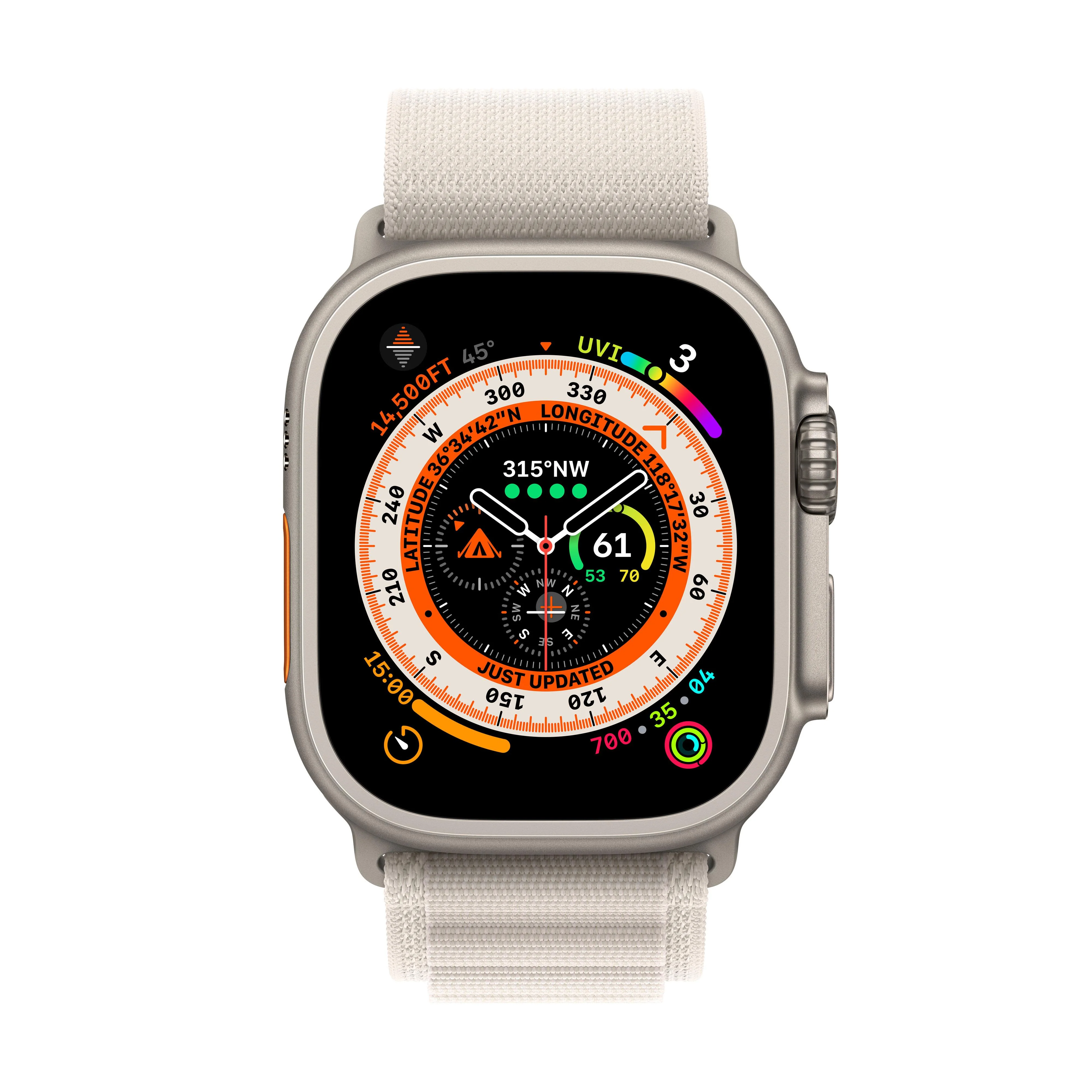 Apple Watch Ultra GPS + Cellular, 49mm Titanium Case with Starlight Alpine Loop - Large - Image 2
