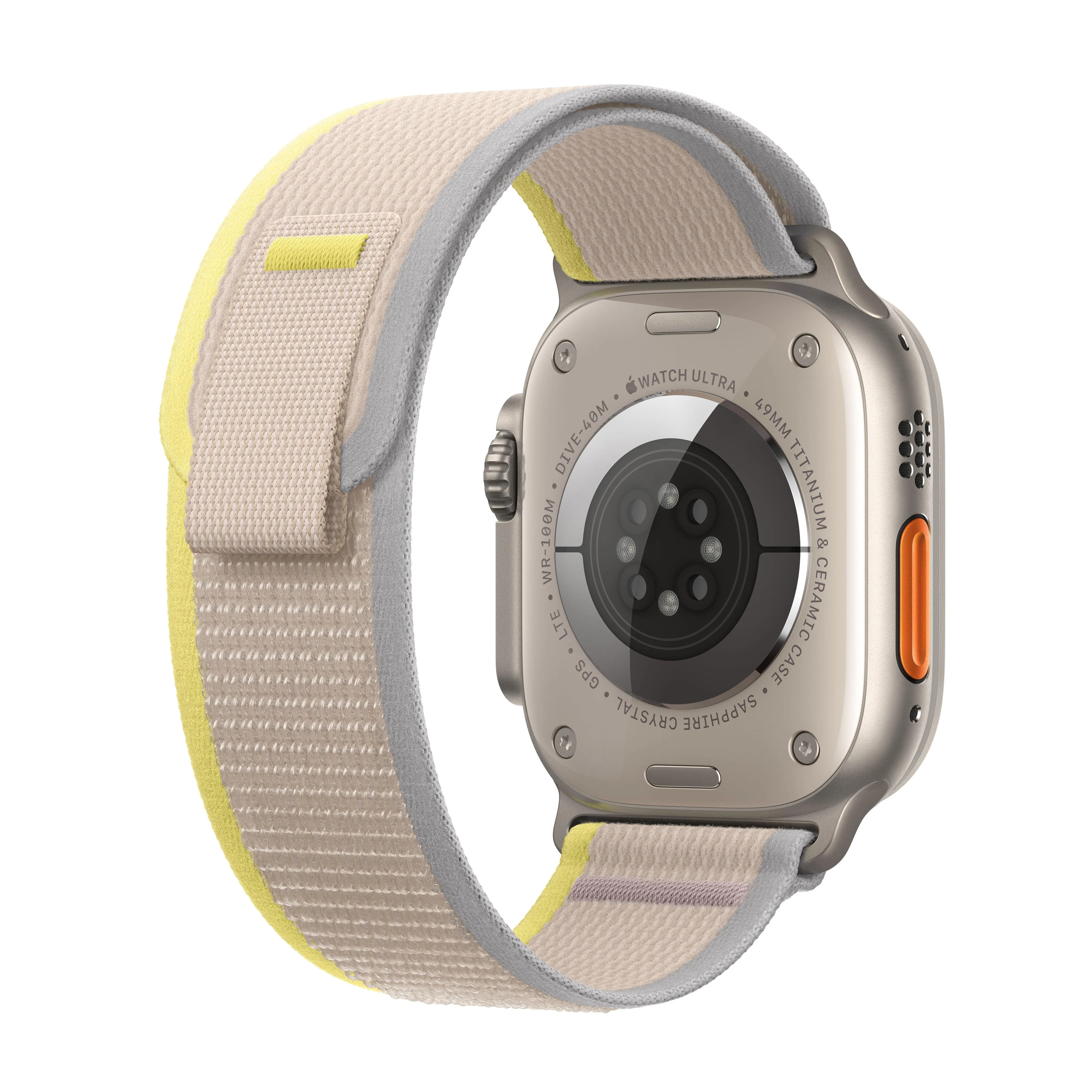 Apple Watch Ultra GPS + Cellular, 49mm Titanium Case with Yellow/Beige Trail Loop - M/L - Image 3