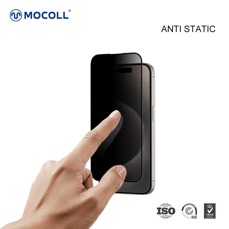 Mocoll 2.5D Full Cover Privacy Tempered Glass/Screen Protector for iPhone 15 Pro Max - Image 2