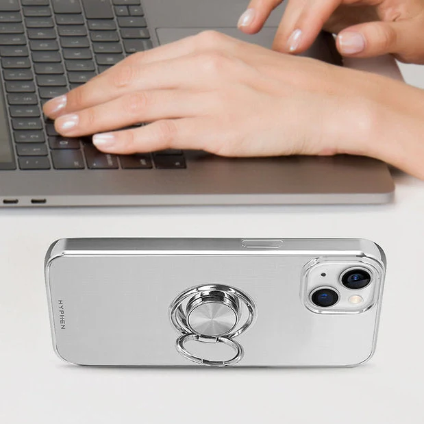 HYPHEN AXIO Clear Ring Case for iPhone 14 - Silver - Image 9