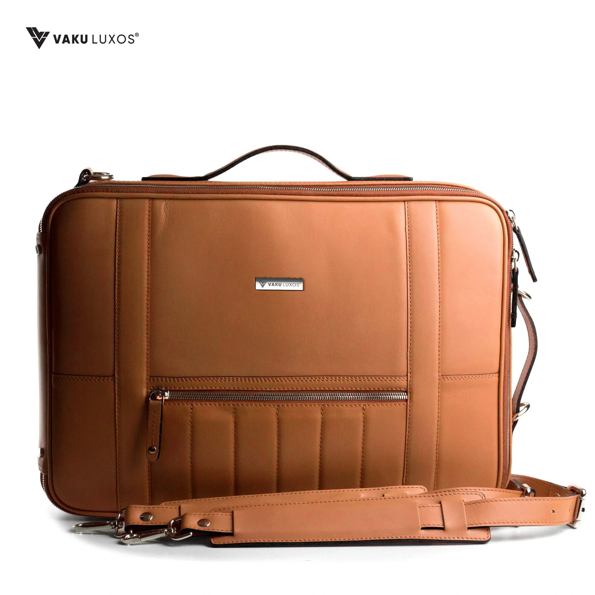 Vaku Luxos® BARCELONA Premium Collection Sleeve for Macbook 13"|14" with Strap highly durable - Camel(8905129016784) - Image 4