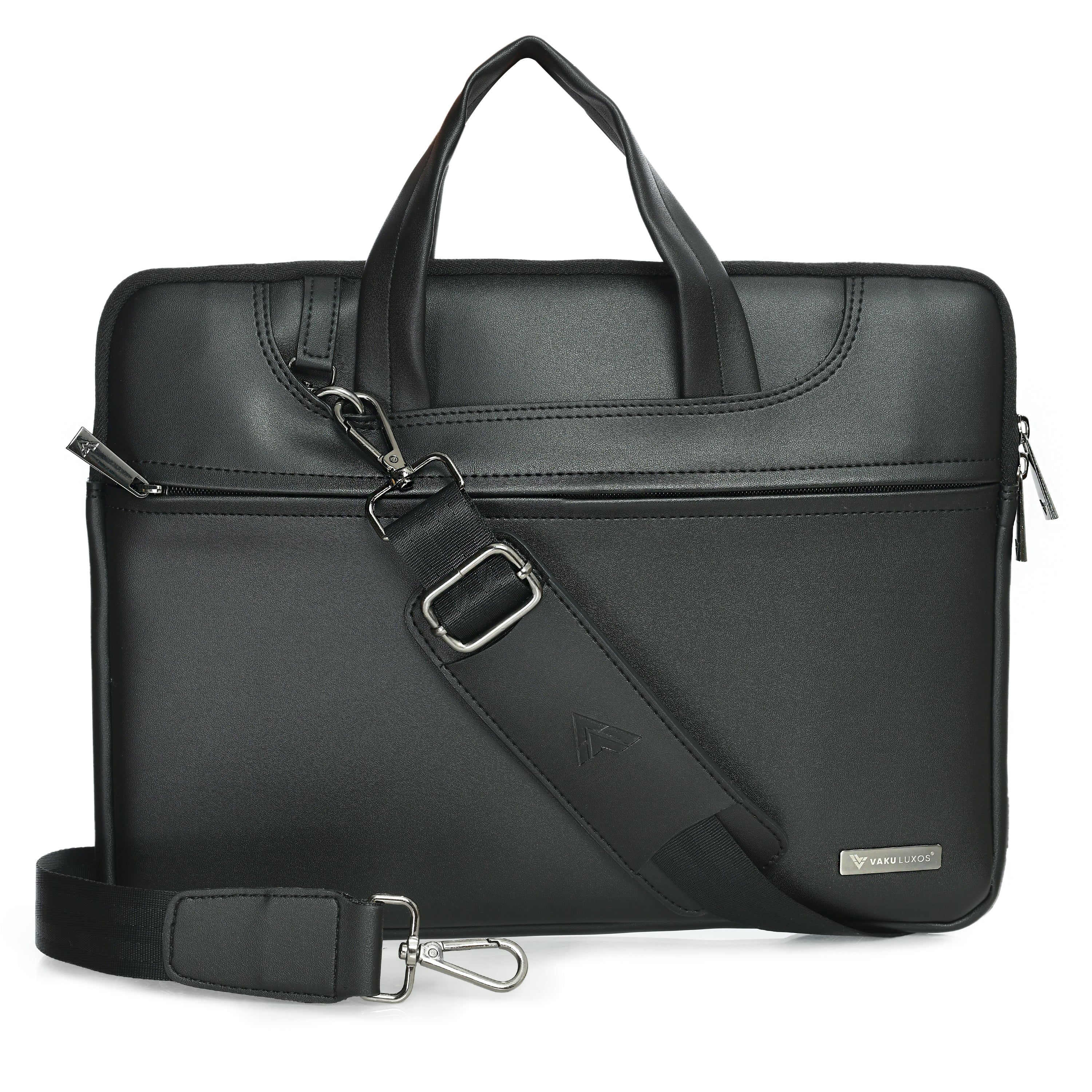 Vaku Luxos® DA ITALIANO Refined Leather Sleeve with Free Pouch & Strap highly durable Compatilbe for Macbook 14" - Black(8905129015114) - Image 3
