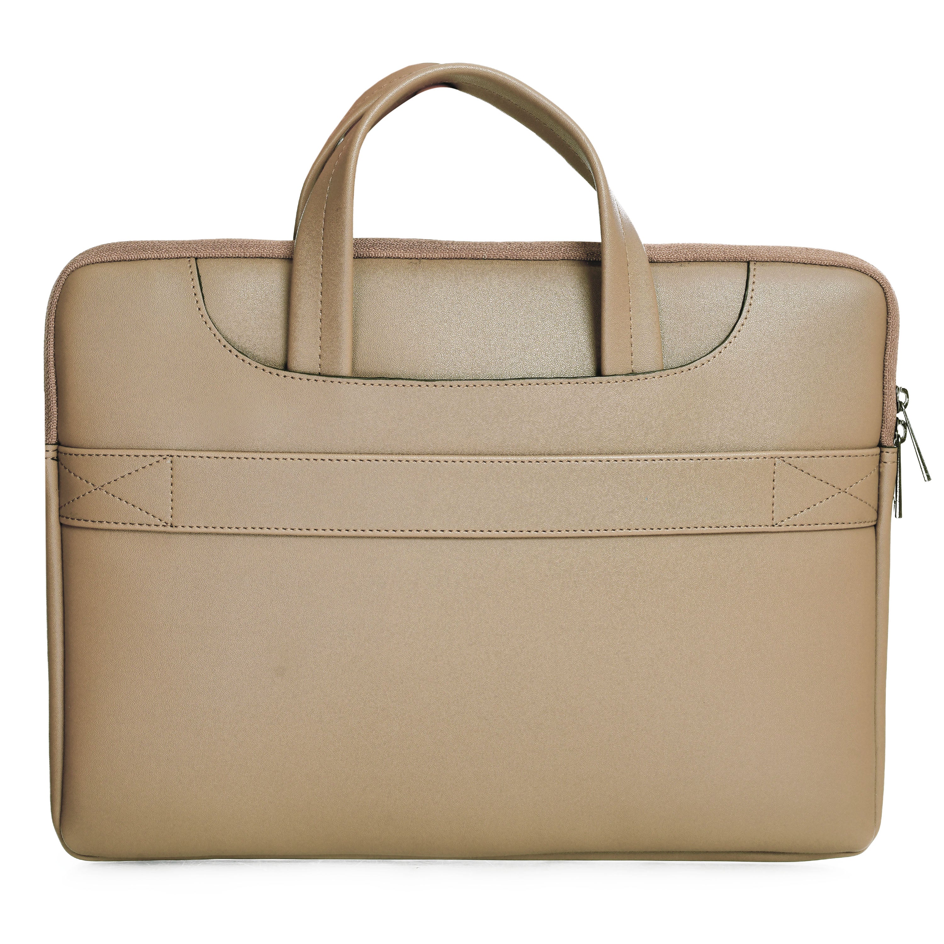 Vaku Luxos® DA ITALIANO Refined Leather Sleeve with Free Pouch & Strap highly durable Compatilbe for Macbook 14" - Khaki(8905129024482) - Image 5