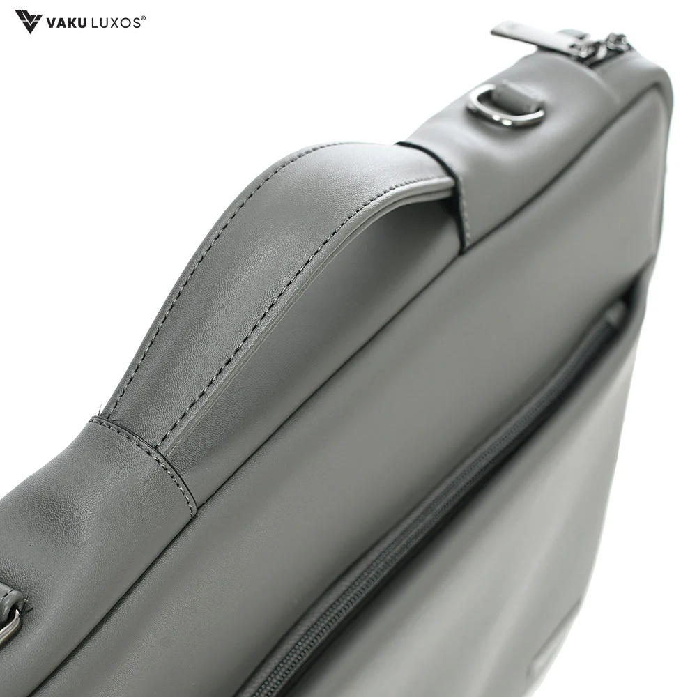 Vaku Luxos® DA VALENCIA Refined Leather Sleeve with Strap highly durable Compatilbe for Macbook 13"|16" - Grey(8905129014506)