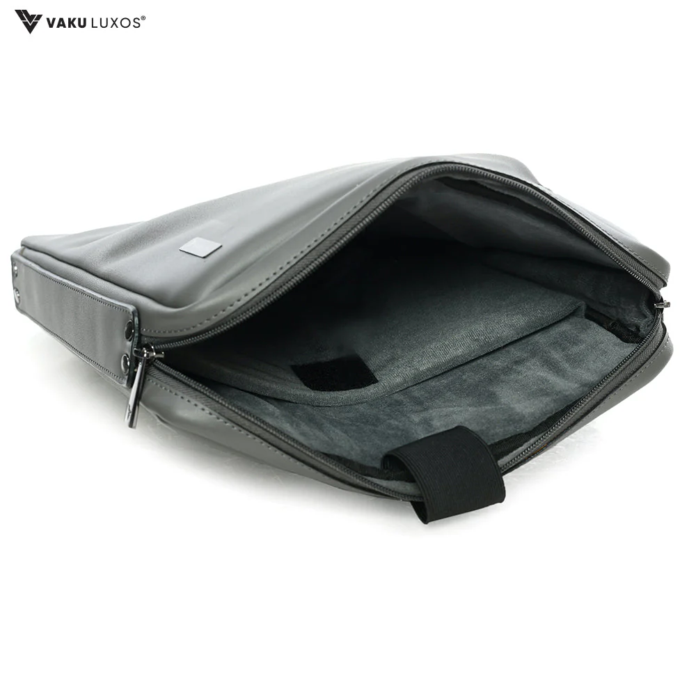 Vaku Luxos® DA VALENCIA Refined Leather Sleeve with Strap highly durable Compatilbe for Macbook 13"|16" - Grey(8905129014506) - Image 4