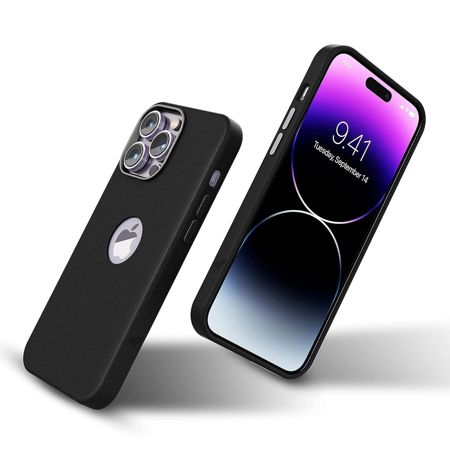 Vaku Luxos® Lexza Leather LogoCut case for iPhone 14 Pro Max - Black(8905129022822)