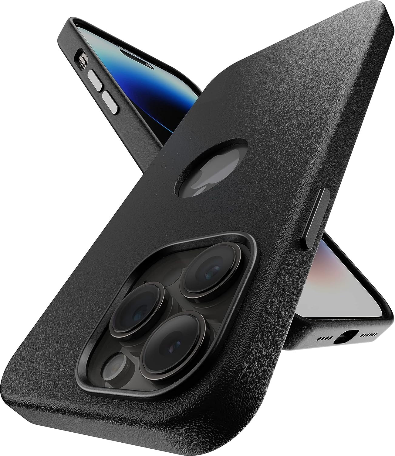 Vaku Luxos® Lexza Leather LogoCut case for iPhone 14 Pro Max - Black(8905129022822) - Image 3