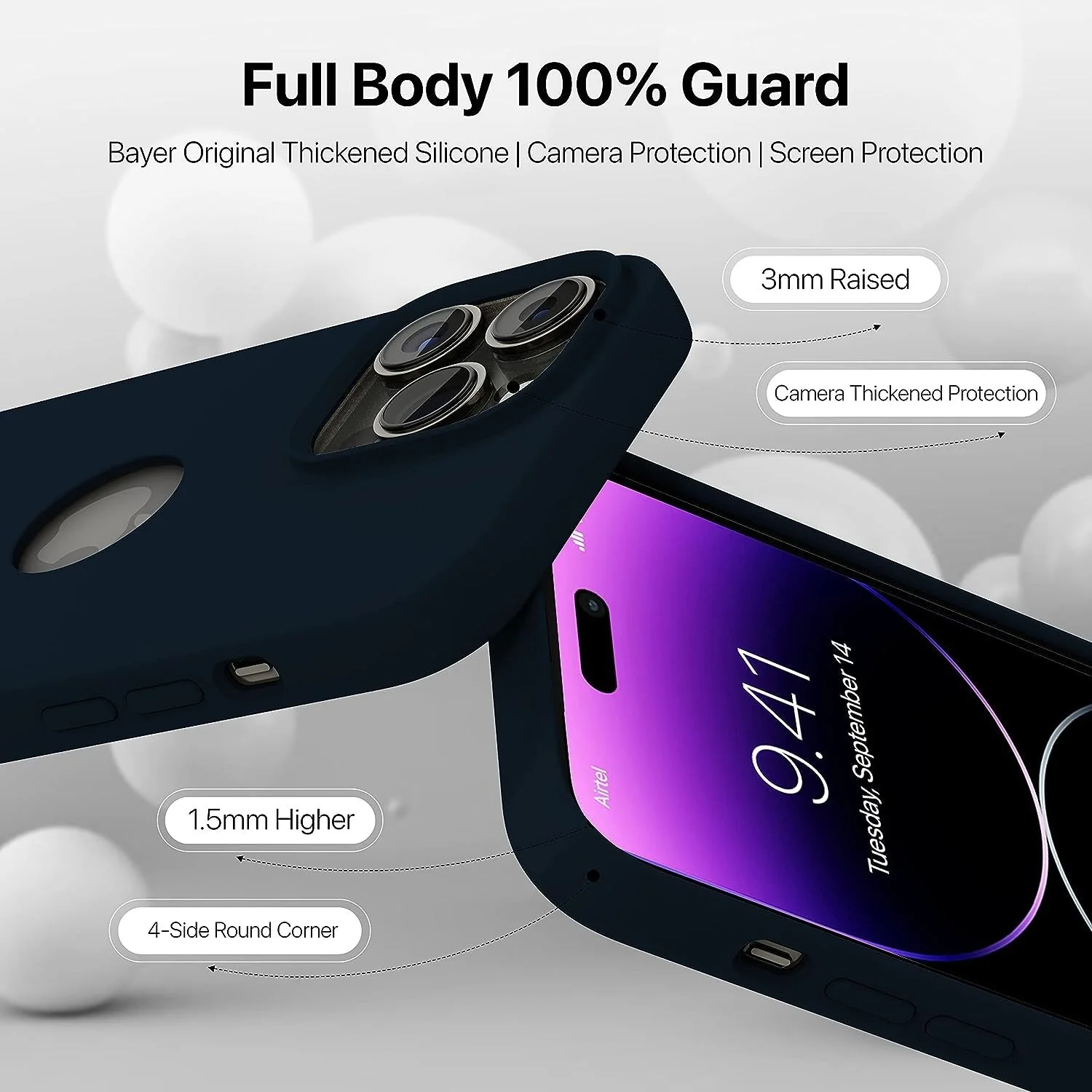 Vaku Luxos® Liquid Silicon LogoCut case for iPhone 14 Pro - Midnight Blue(8905129023034) - Image 5