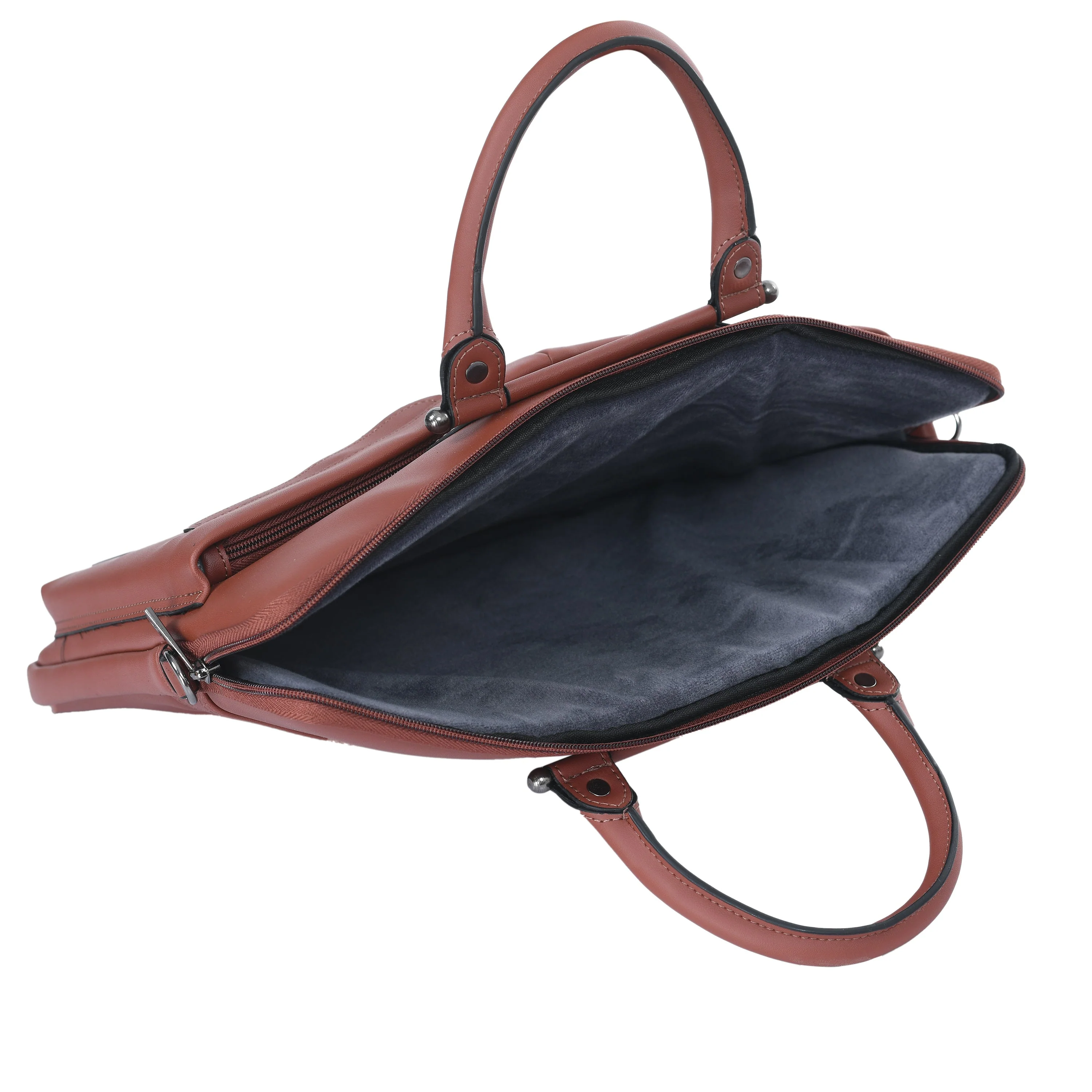 Vaku Luxos® MARCELLA with 2 front Zippered Pockets Sleeve for Macbook 13"-14" with Strap highly durable - Brown(8905129026165) - Image 5