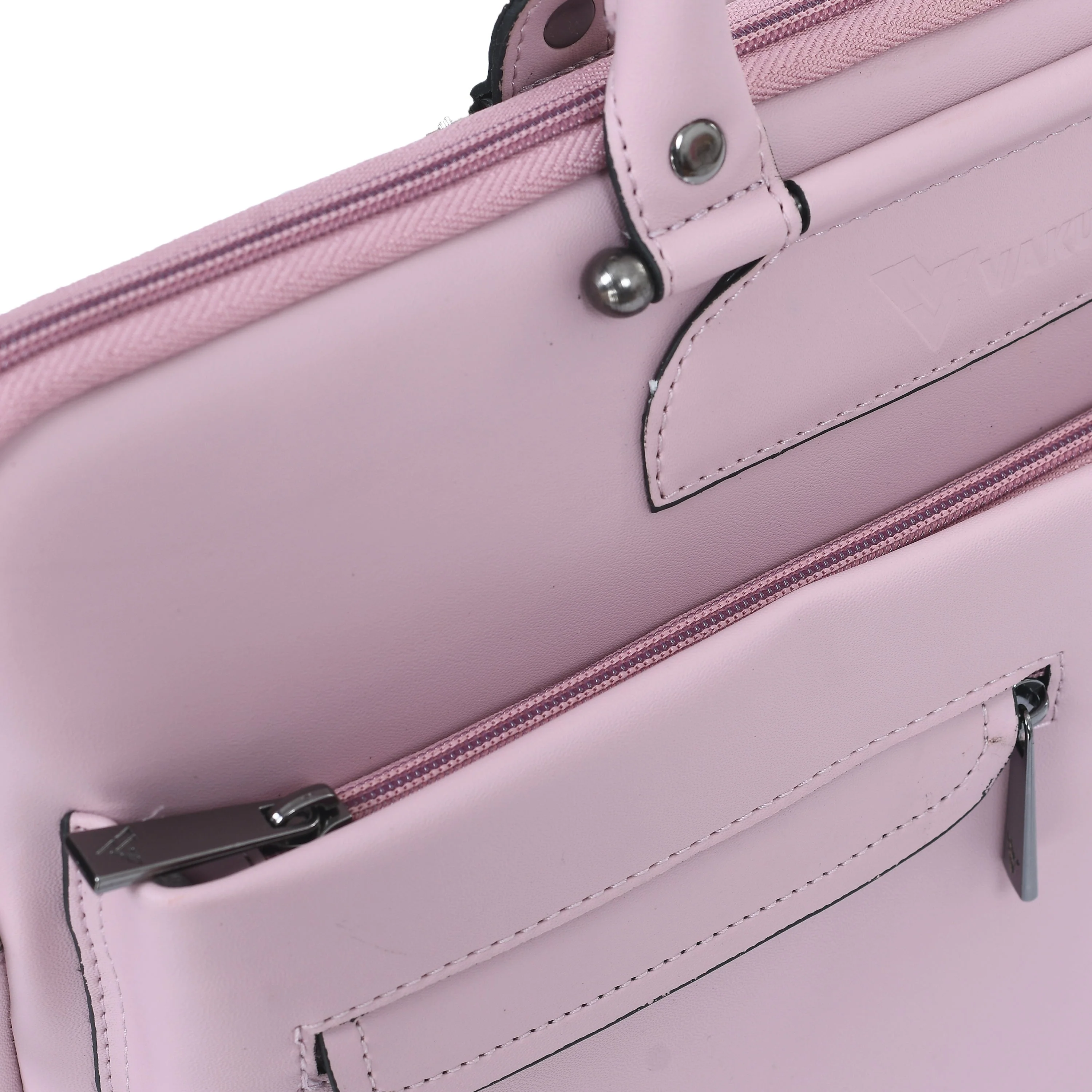 Vaku Luxos® MARCELLA with 2 front Zippered Pockets Sleeve for Macbook 13"-14" with Strap highly durable - Pink(8905129026219)