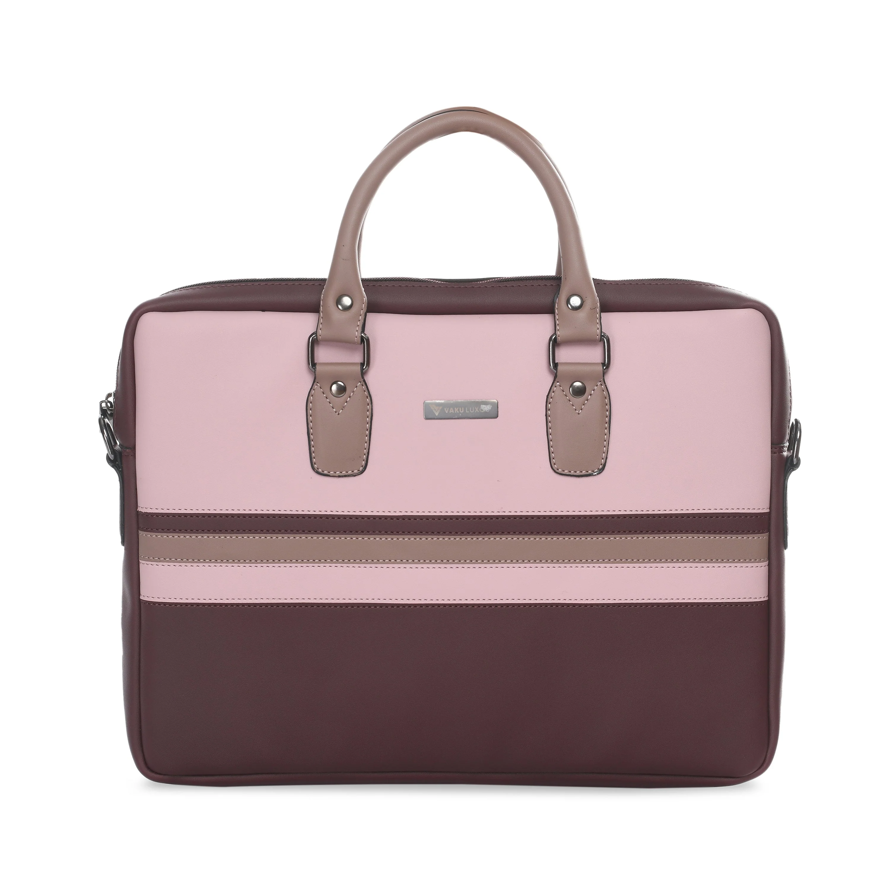 Vaku Luxos® MILAN Stripey Macbook Sleeve with Strap highly durable Compatilbe for 13|14 Inch - Pink/Cherry(8905129025564)